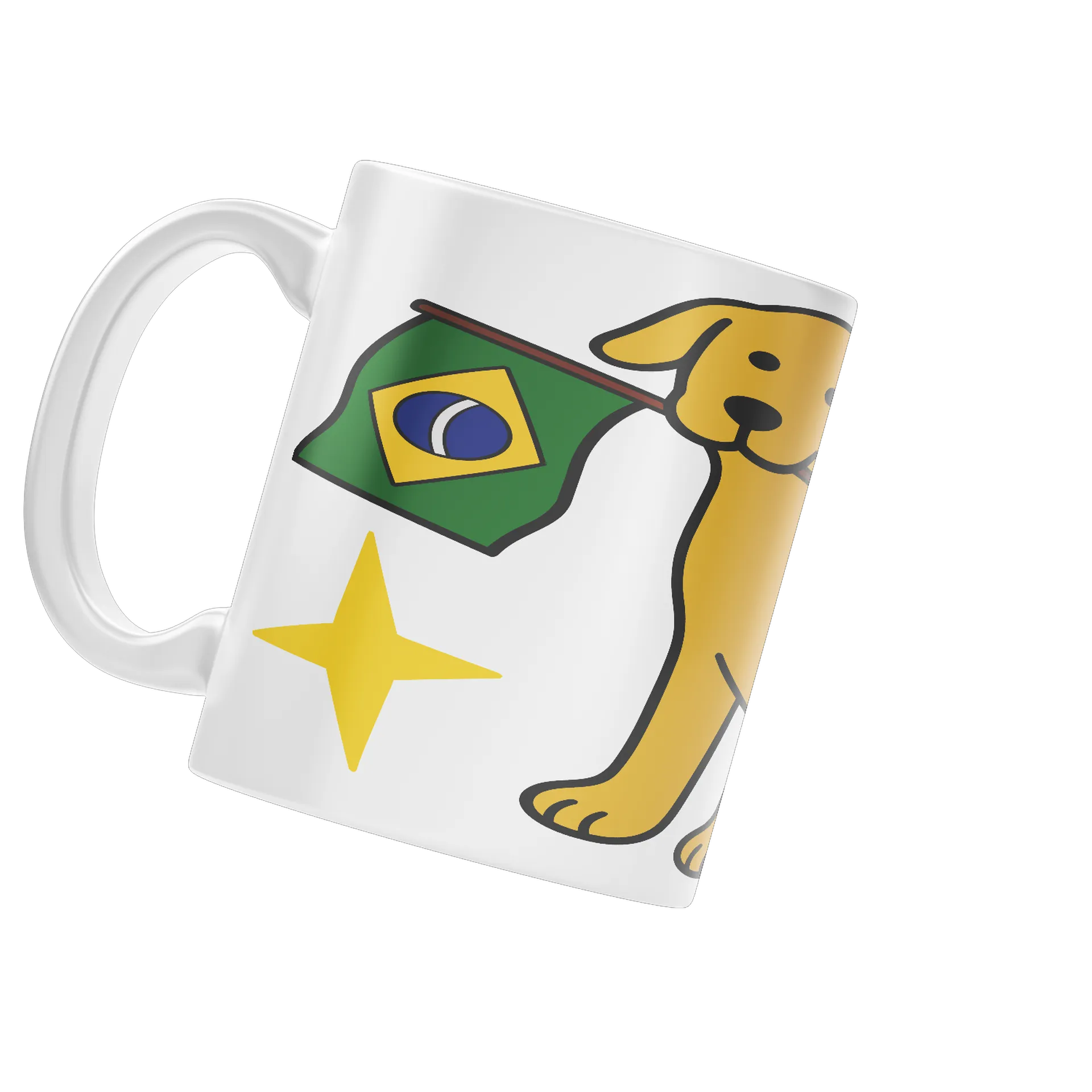 Caneca Cachorro com Bandeira do Brasil Estilo Cartoon 325ml - Imagem 1