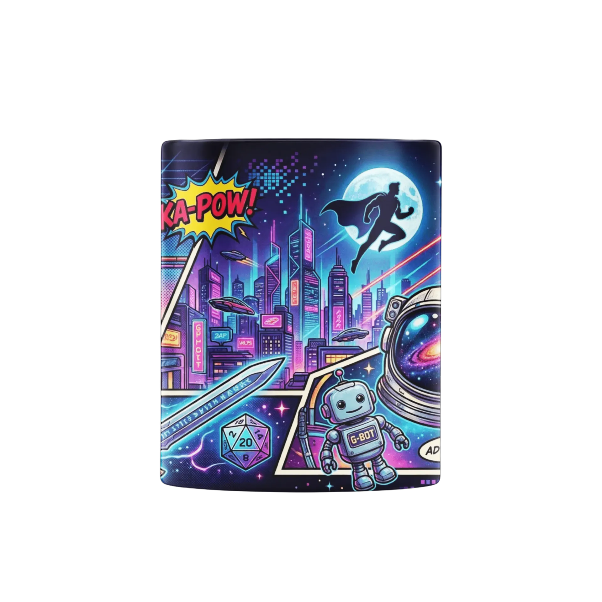 Caneca Geek Aventura Espacial Retrô em Cores Neon 325ml - Imagem 2