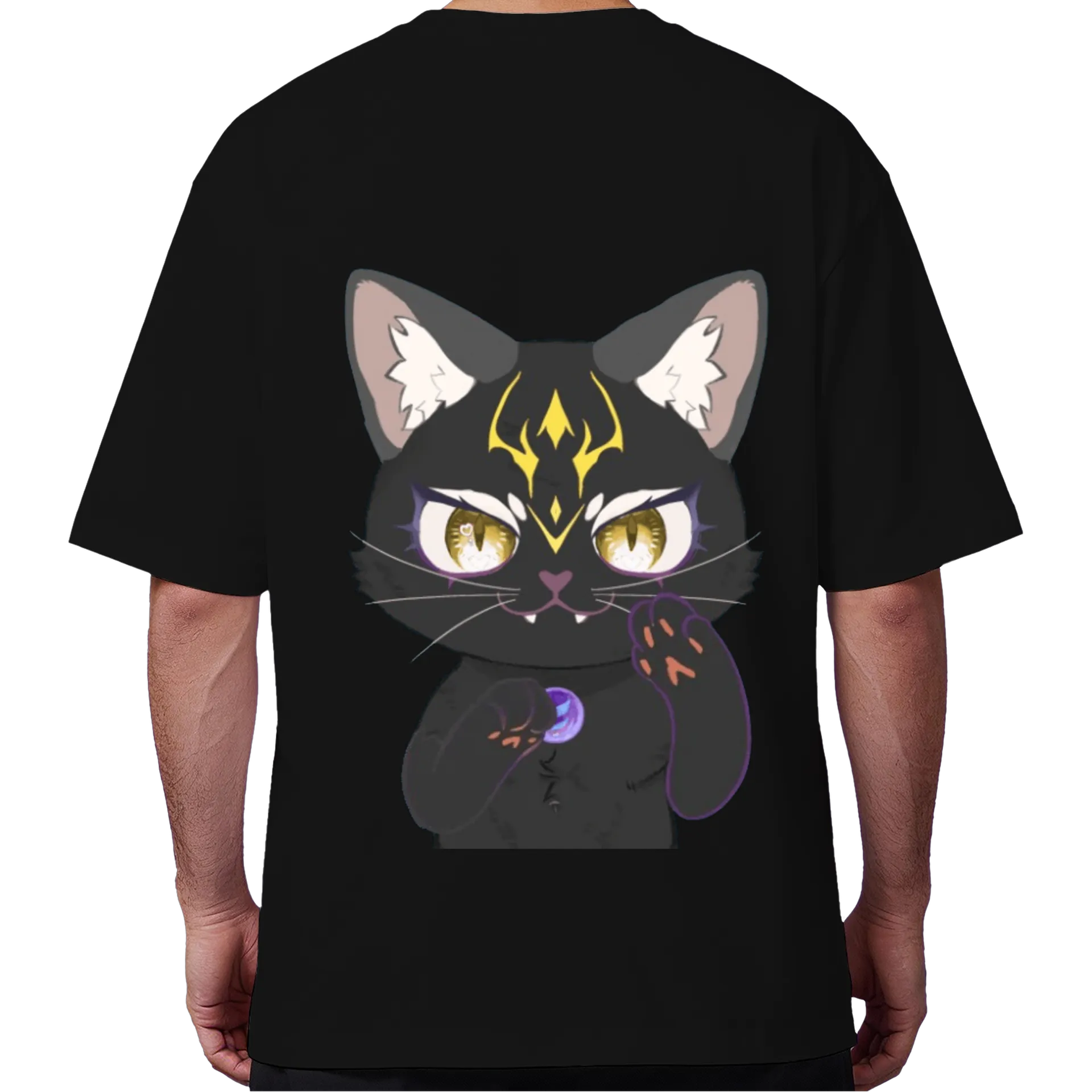 Camiseta Oversized Gato Astral Preto 100% Algodão de Lady Siam — imagem 6 de 6