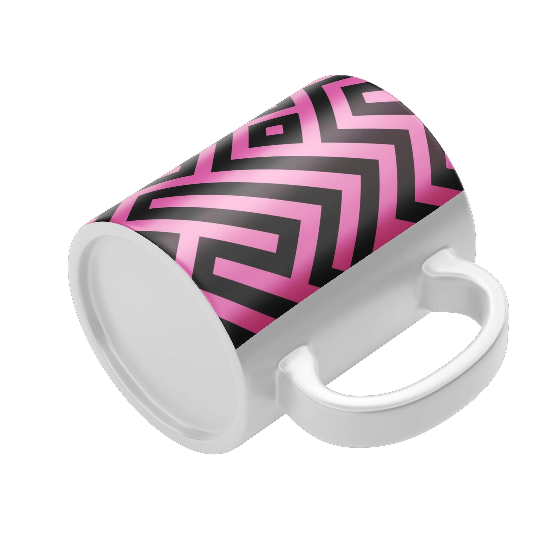 Caneca Padrão Estampa Geométrica Rosa Preto 325ml - Imagem 4
