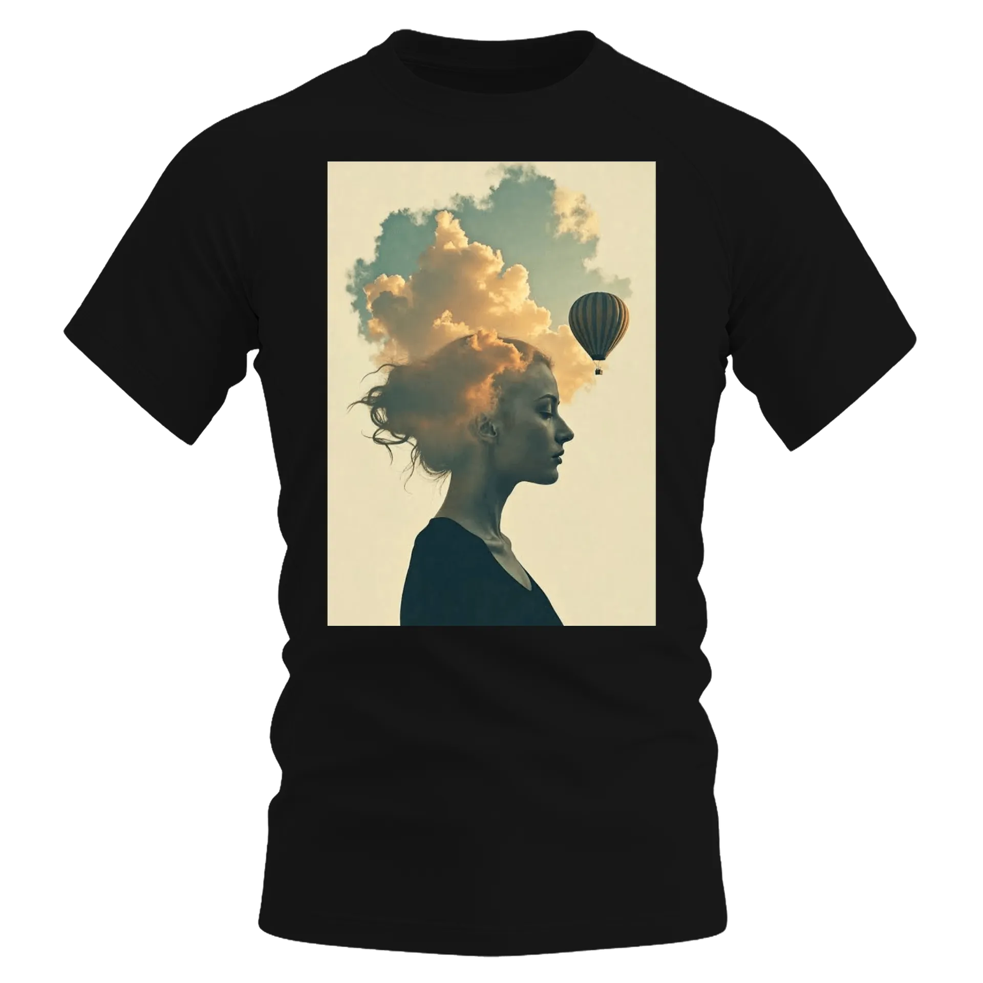 Camiseta Dry Fit Mulher com Nuvens e Balão 100% Polyester de Luccas Henrique 