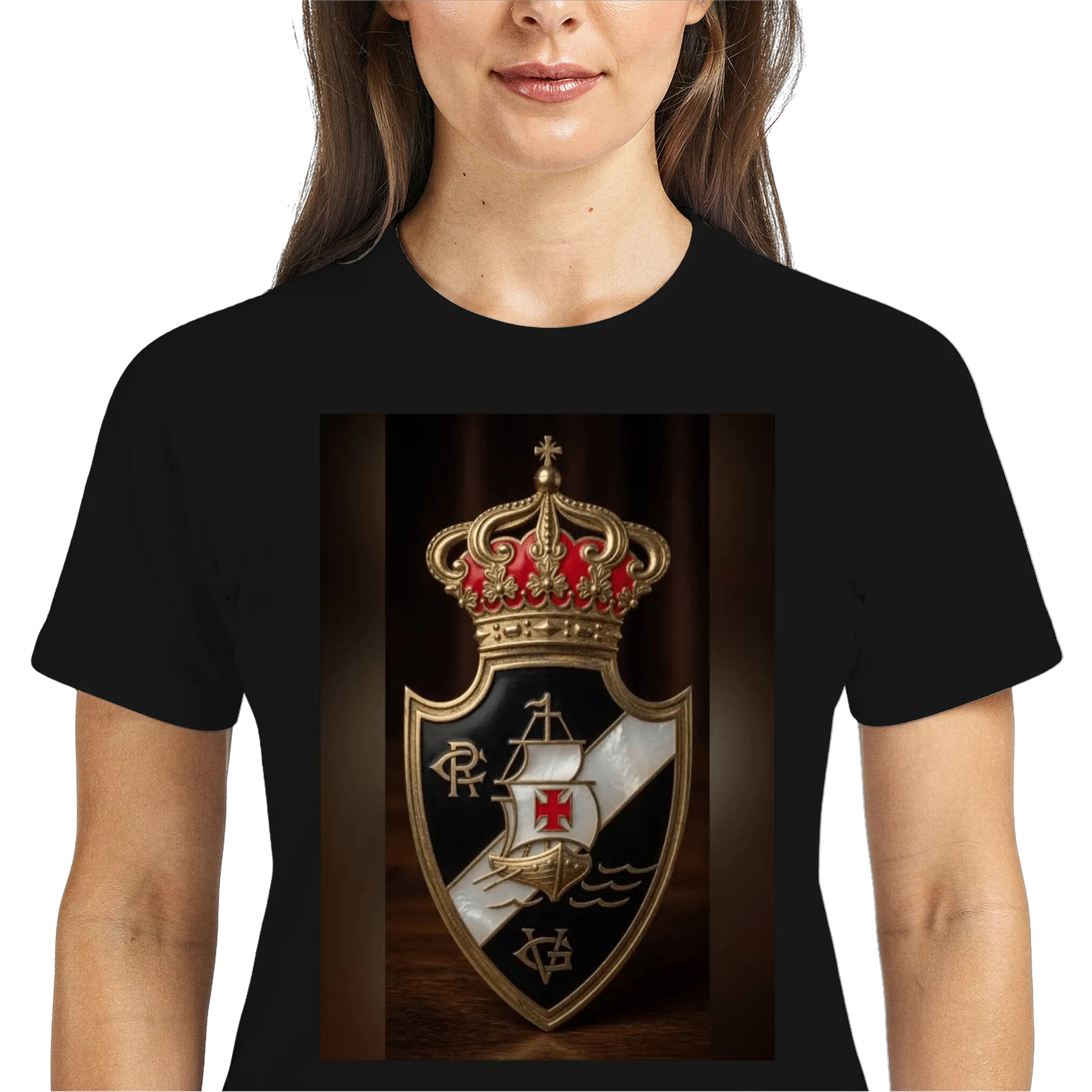 Camiseta Dry Fit Escudo com Navio e Coroa 100% Poliéster - Imagem 3