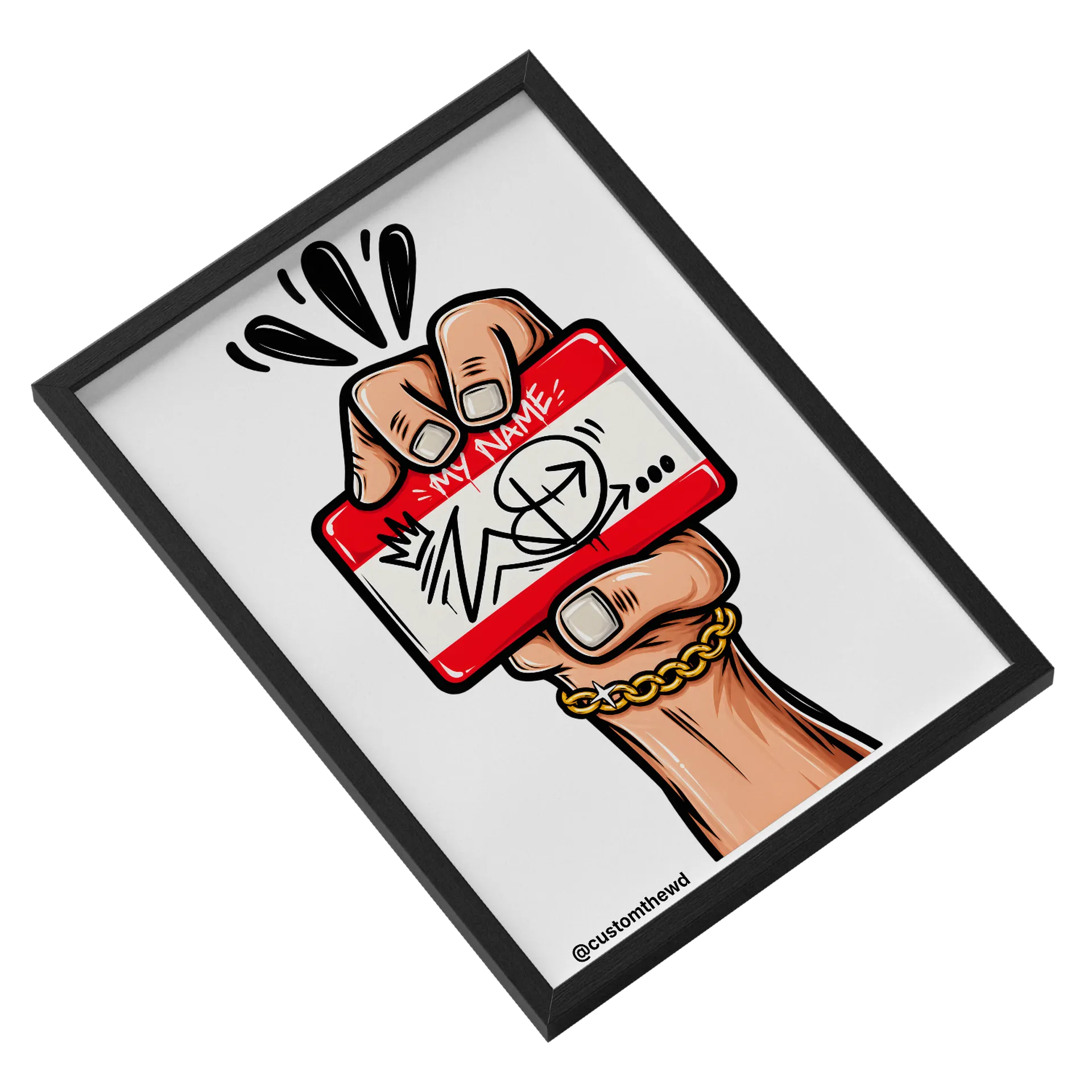 Quadro Mão com Placa Graffiti My Name A3 com Vidro de Custom The WD — imagem 2 de 3
