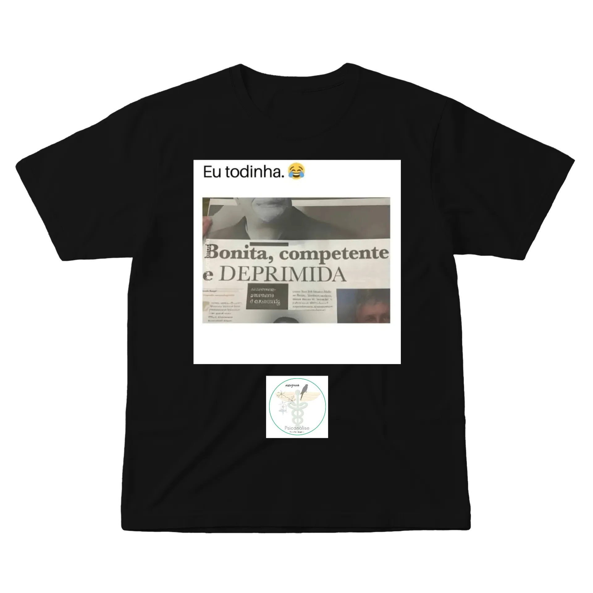 Camiseta Estampa Tipográfica Bonita Competente 100% Algodão - Imagem 1