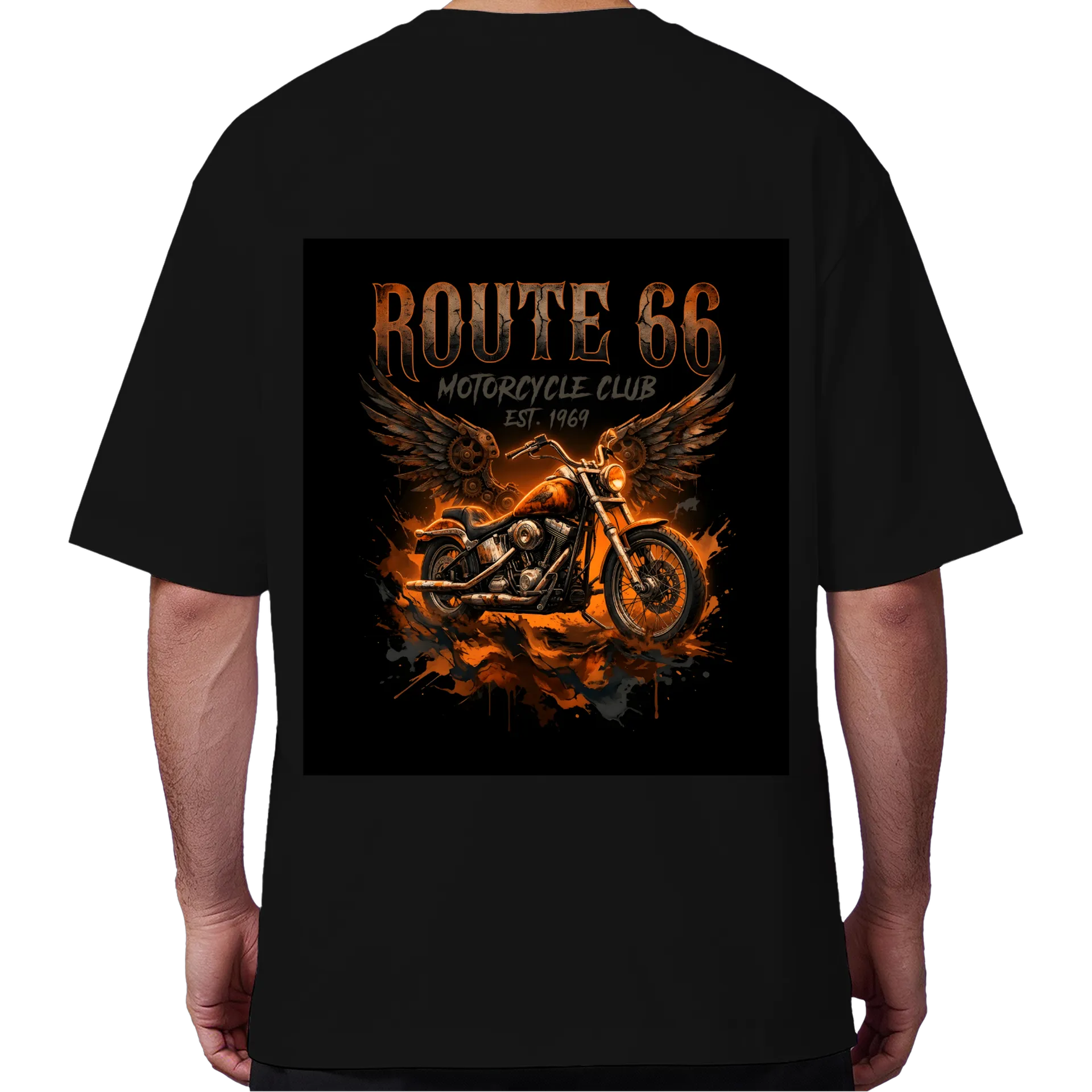 Camiseta Oversized Motorcycle Club Moto Vintage Laranja e - Imagem 6