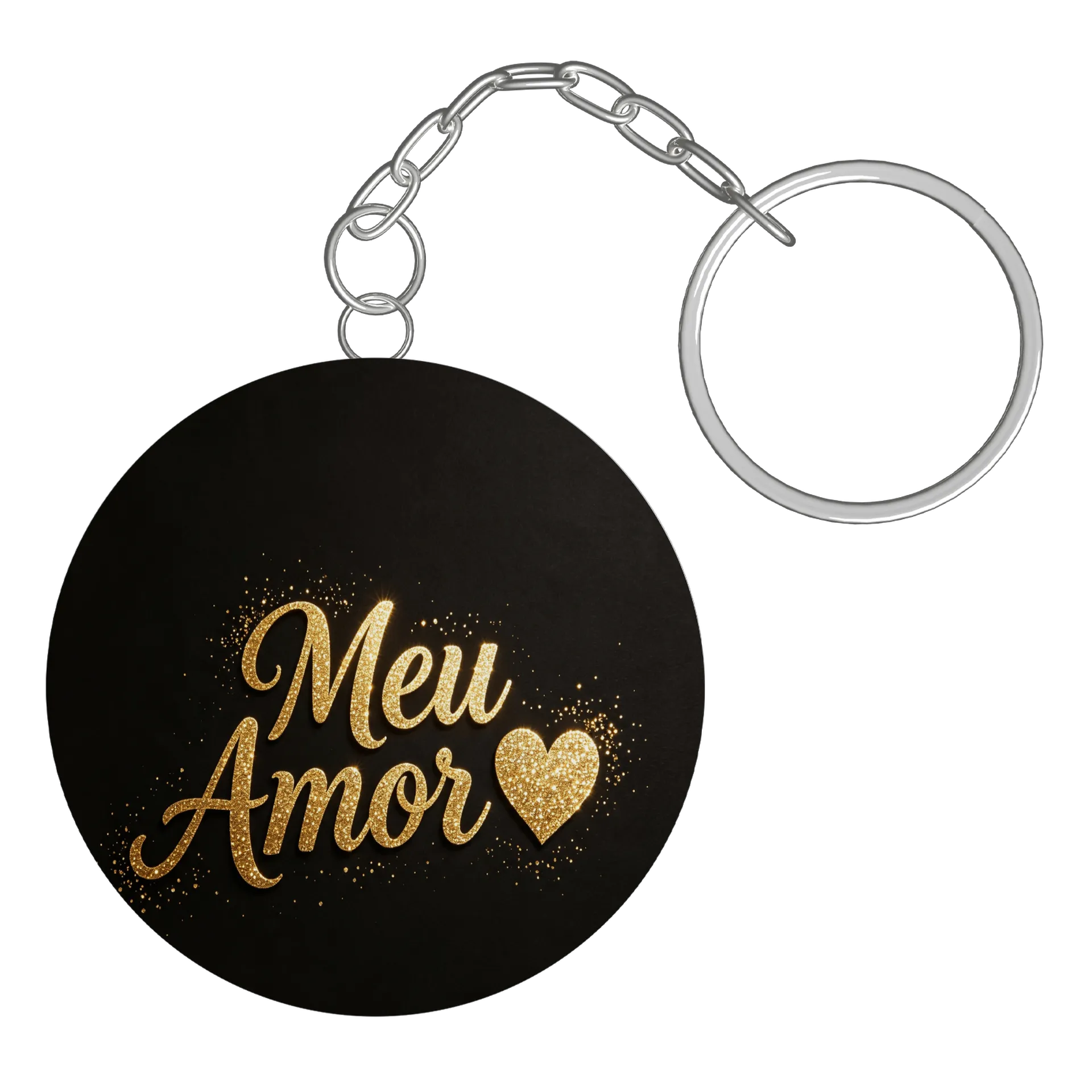 Chaveiro MDF Mensagem Amor Com Glitters Ouro - Imagem 2