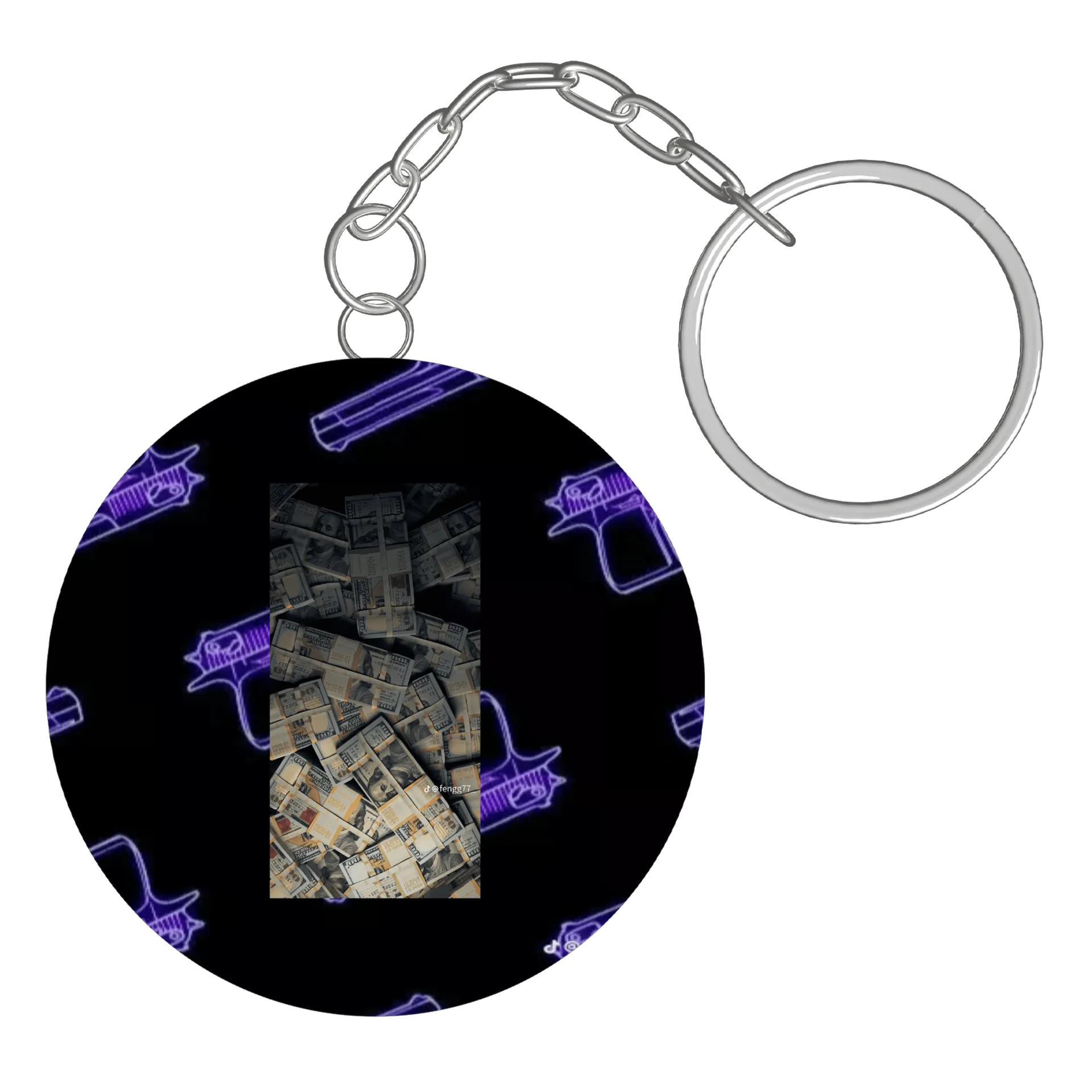 Chaveiro MDF Estampa Dinheiro e Armas - Imagem 3