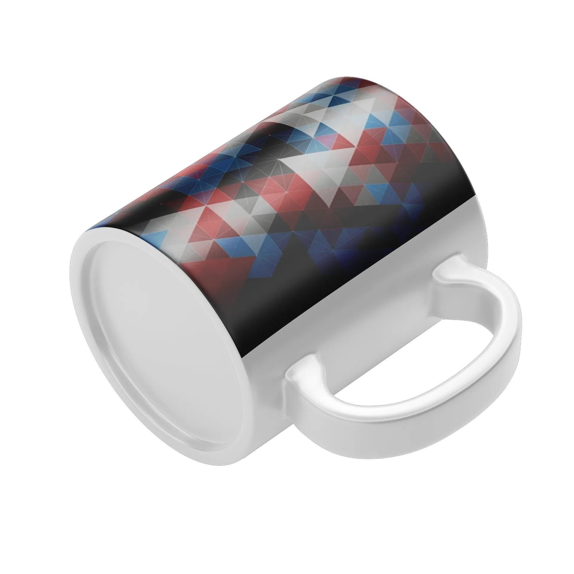 Caneca Porcelana Estampa Geométrica Azul Vermelho 325ml - Imagem 4