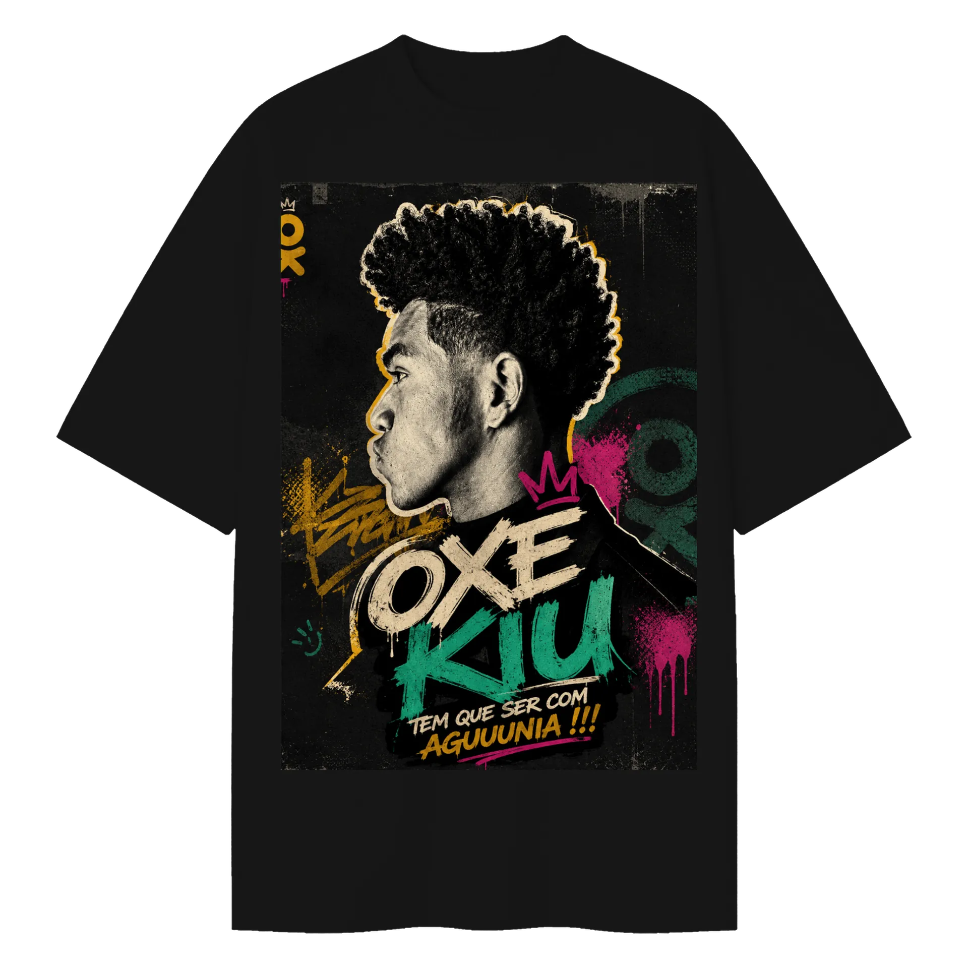 Camiseta Oversized Artista Neon “OXEK” Branco 100% Algodão de OXEKiU — imagem 1 de 6