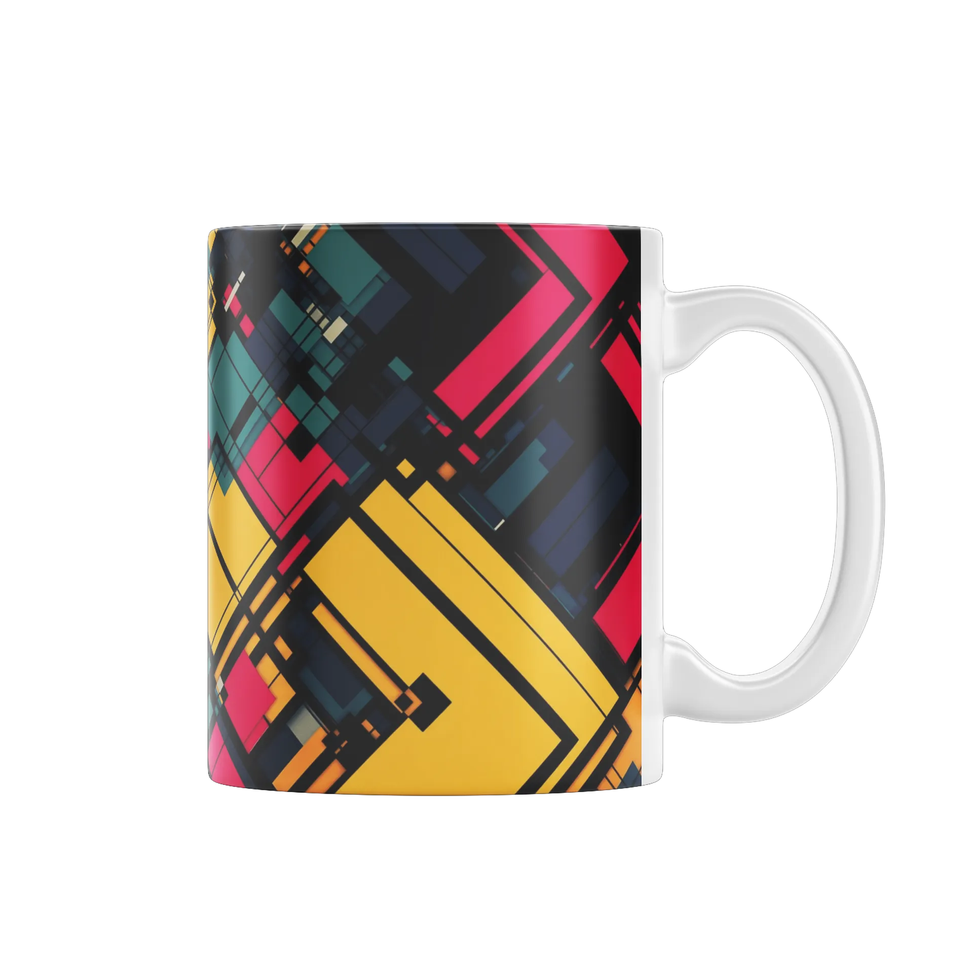 Caneca Porcelana Geometria Colorida 325ml - Imagem 1