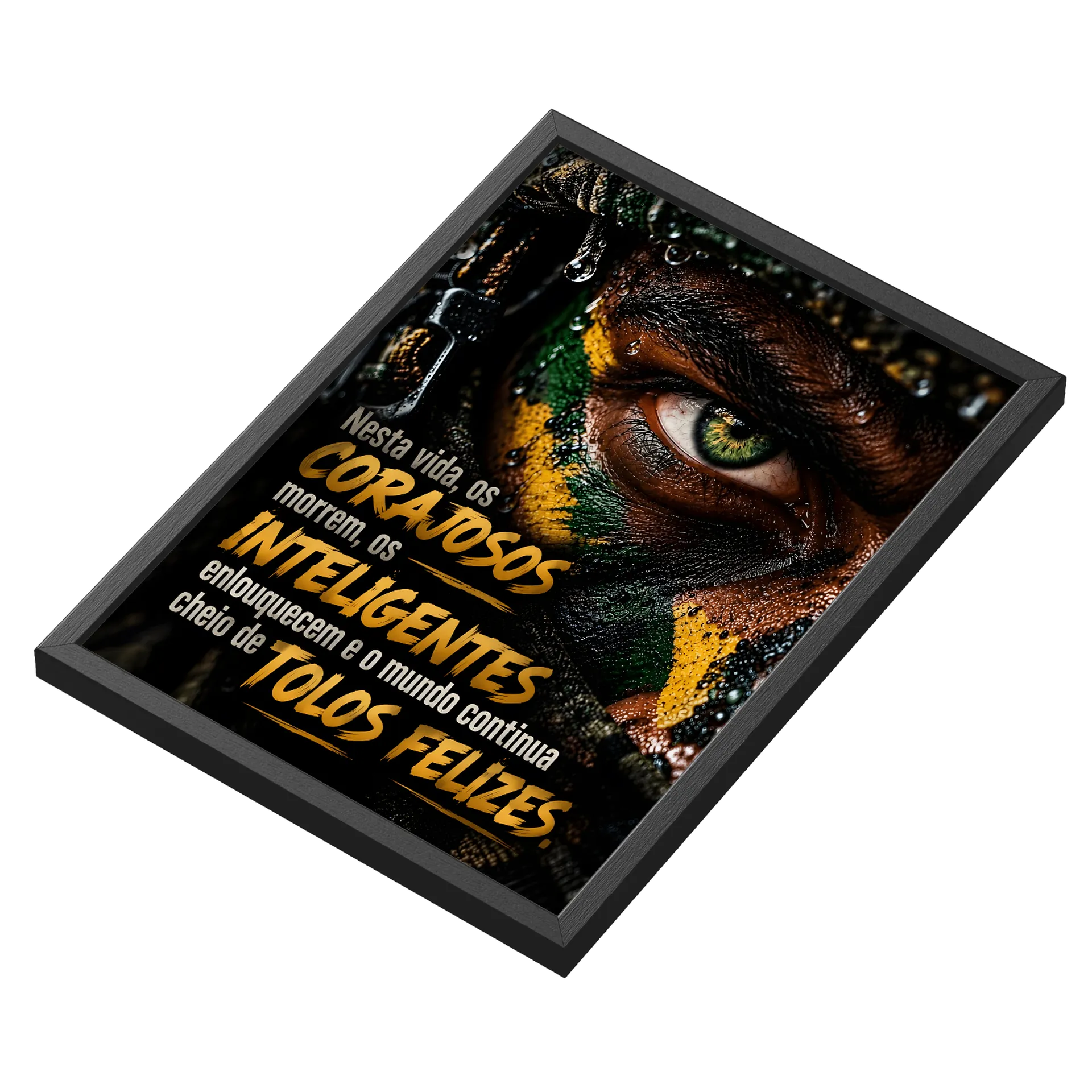 Quadro Olho Verde Frase Corajosos Inteligentes A3 - Imagem 3