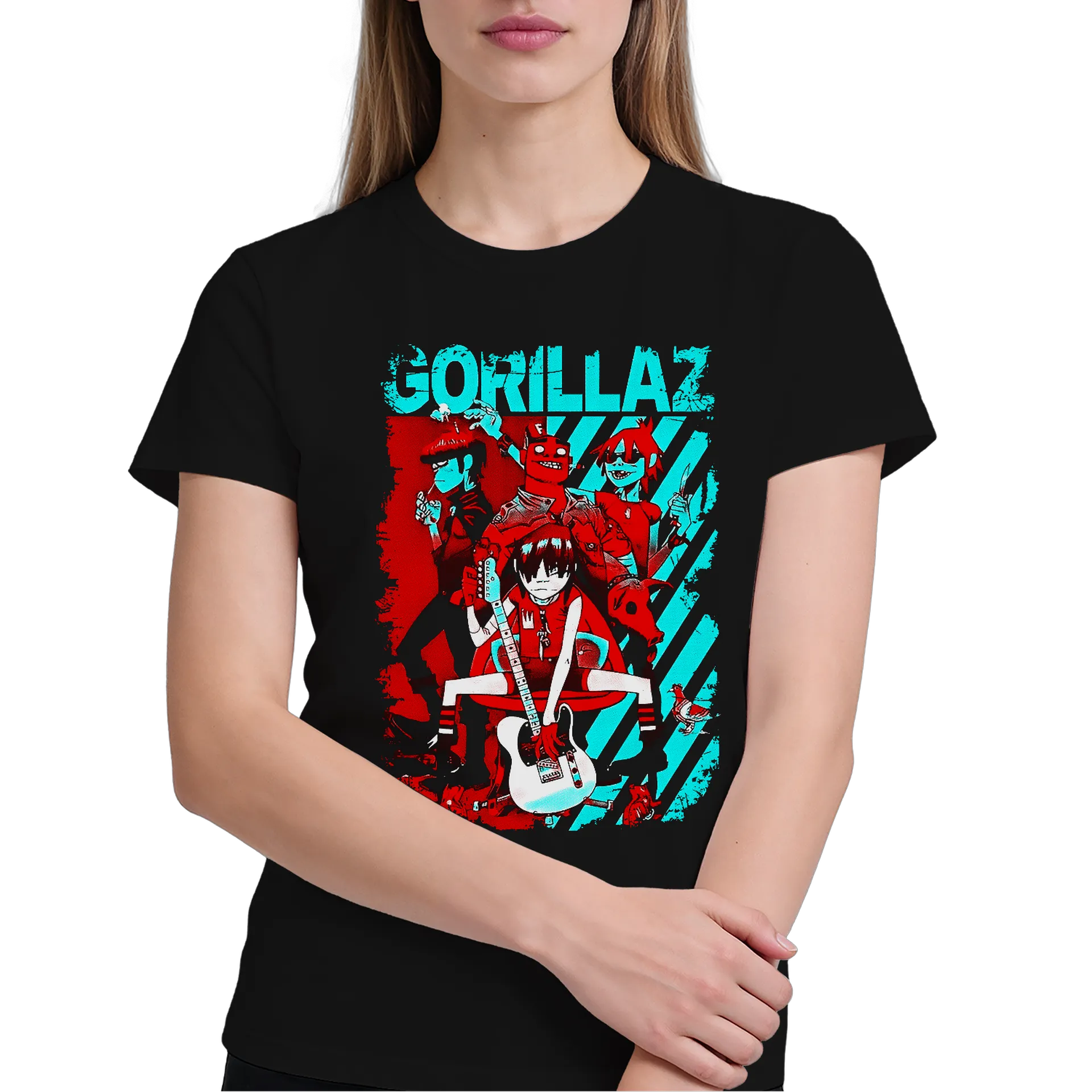 Camiseta Estampa Gorillaz Preto 100% Algodão - Imagem 4