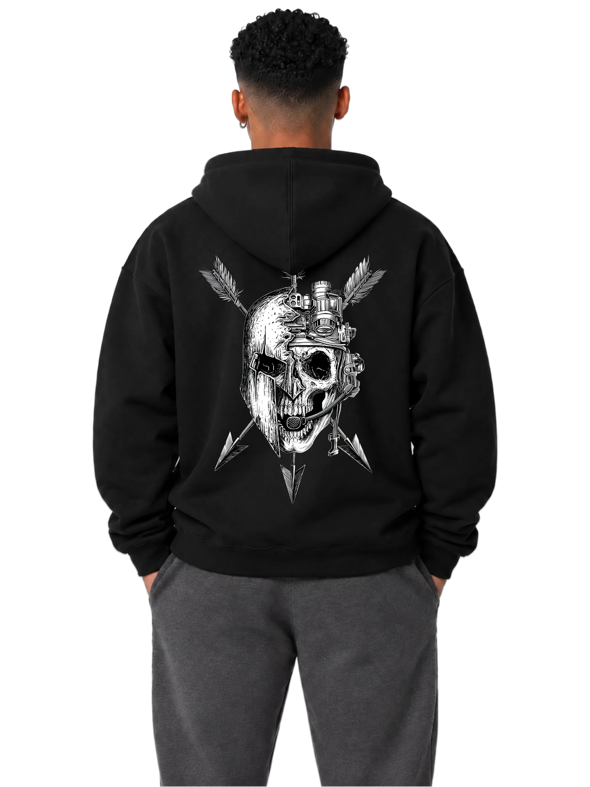 Blusa Moletom Canguru Caveira com Capacete Monocromática de D'ZARMY TACTICAL COMBAT WEAR  — imagem 3 de 6