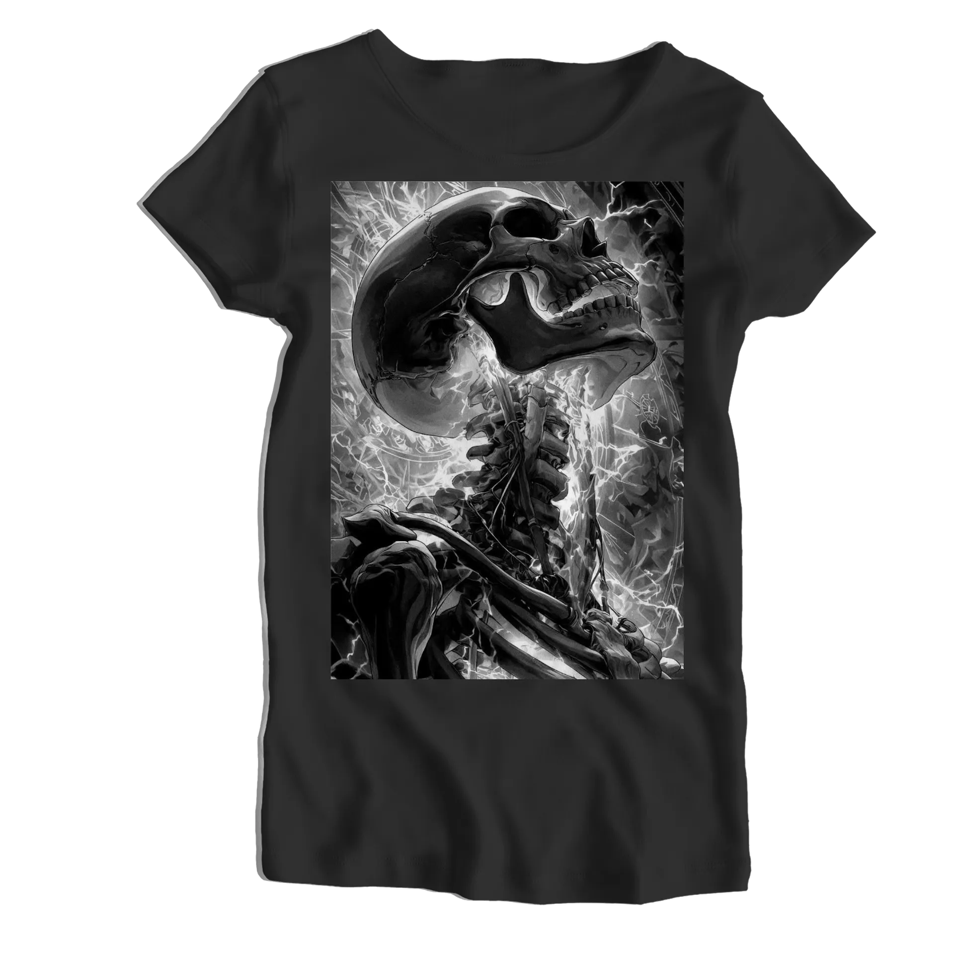 Camiseta Babylook Caveira Monocromática 100% Algodão - Imagem 1