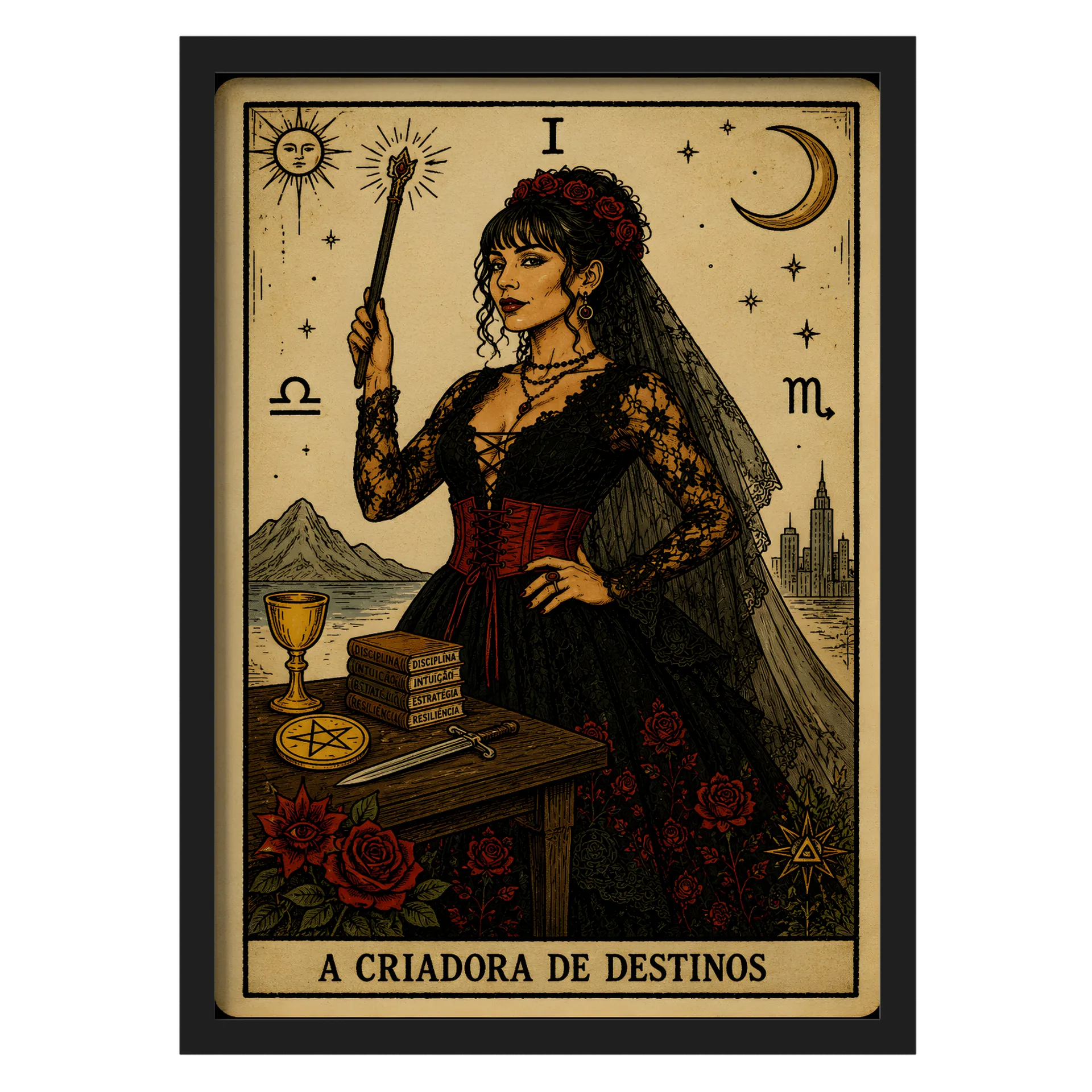 Quadro Tarot A Criadora de Destinos A3 MDF e Vidro - Imagem 1