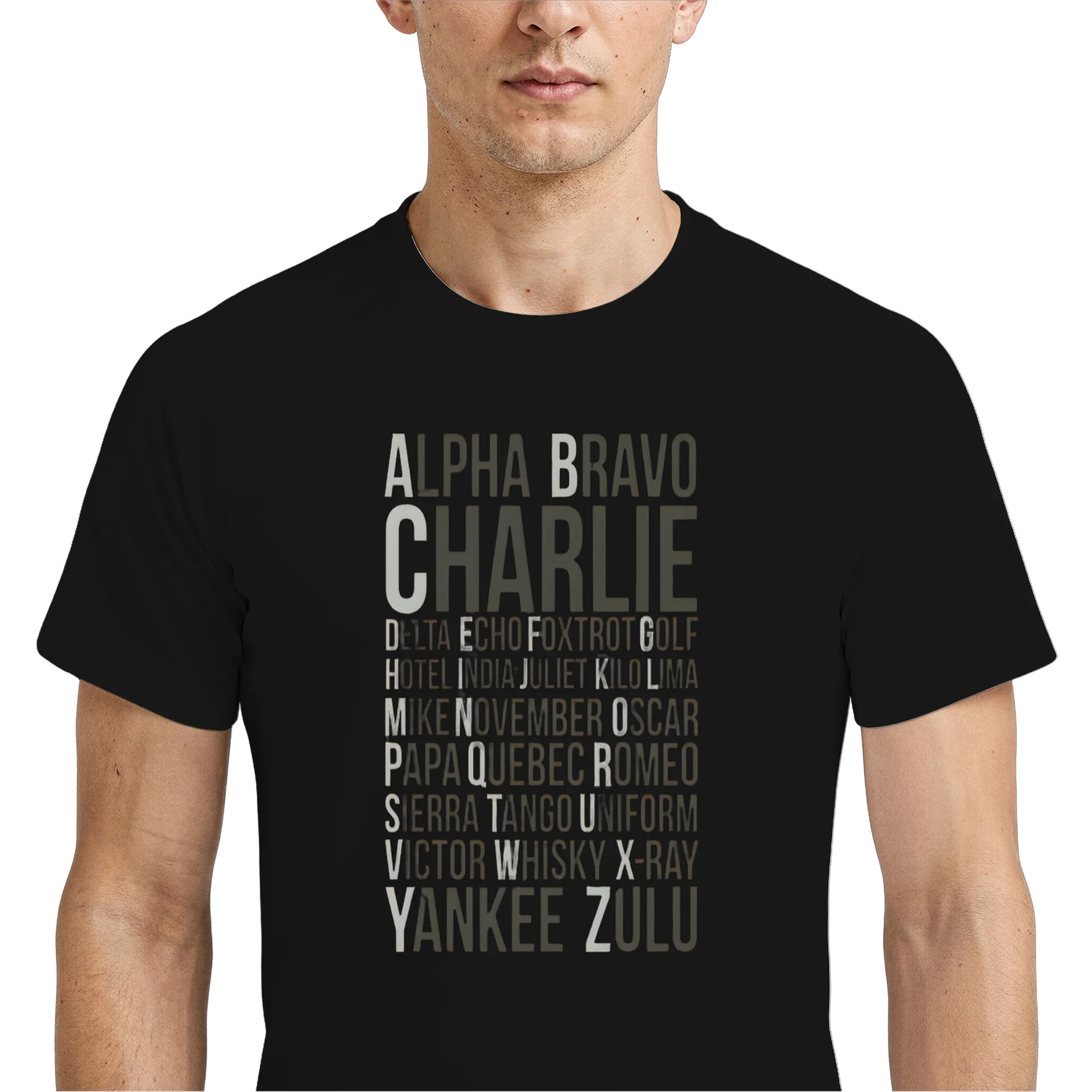 Camiseta Dry Fit Alpha Bravo Charlie Estampa Tipográfica de D'ZARMY TACTICAL COMBAT WEAR  — imagem 4 de 6