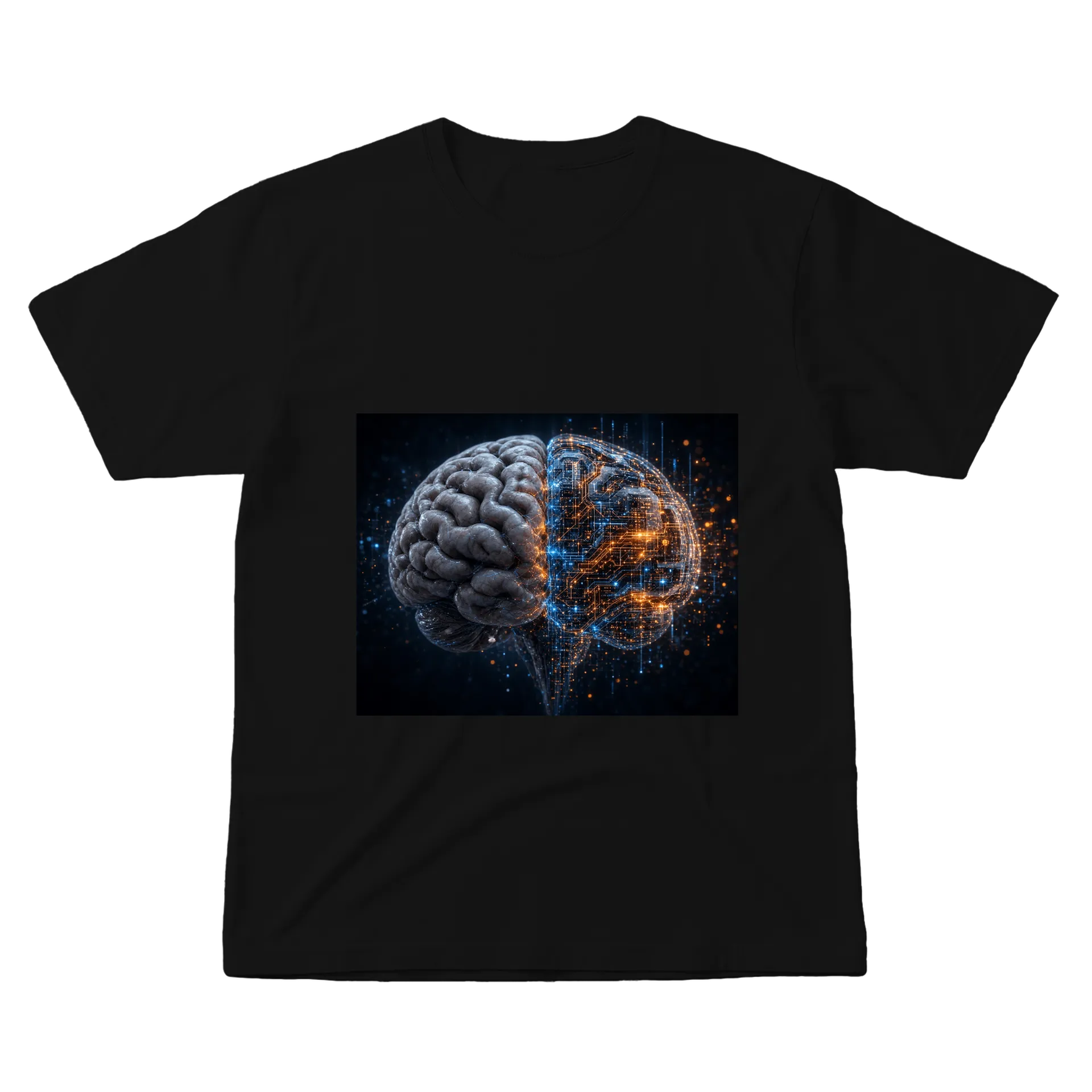 Camiseta Cérebro Humano e Circuitos Tecnológicos 100% - Imagem 1