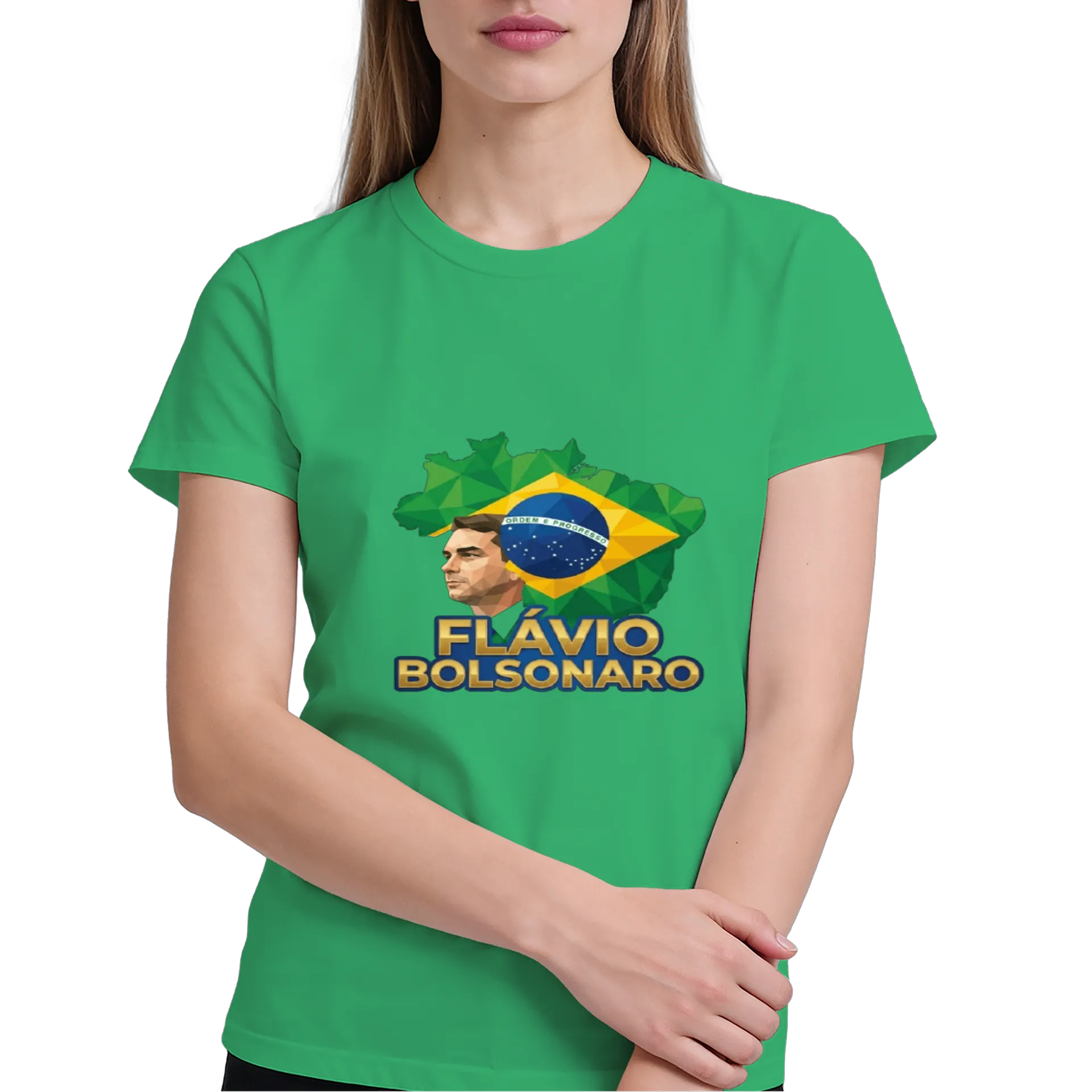Camiseta Estampa Brasil Flávio Bolsonaro 100% Algodão - Imagem 4