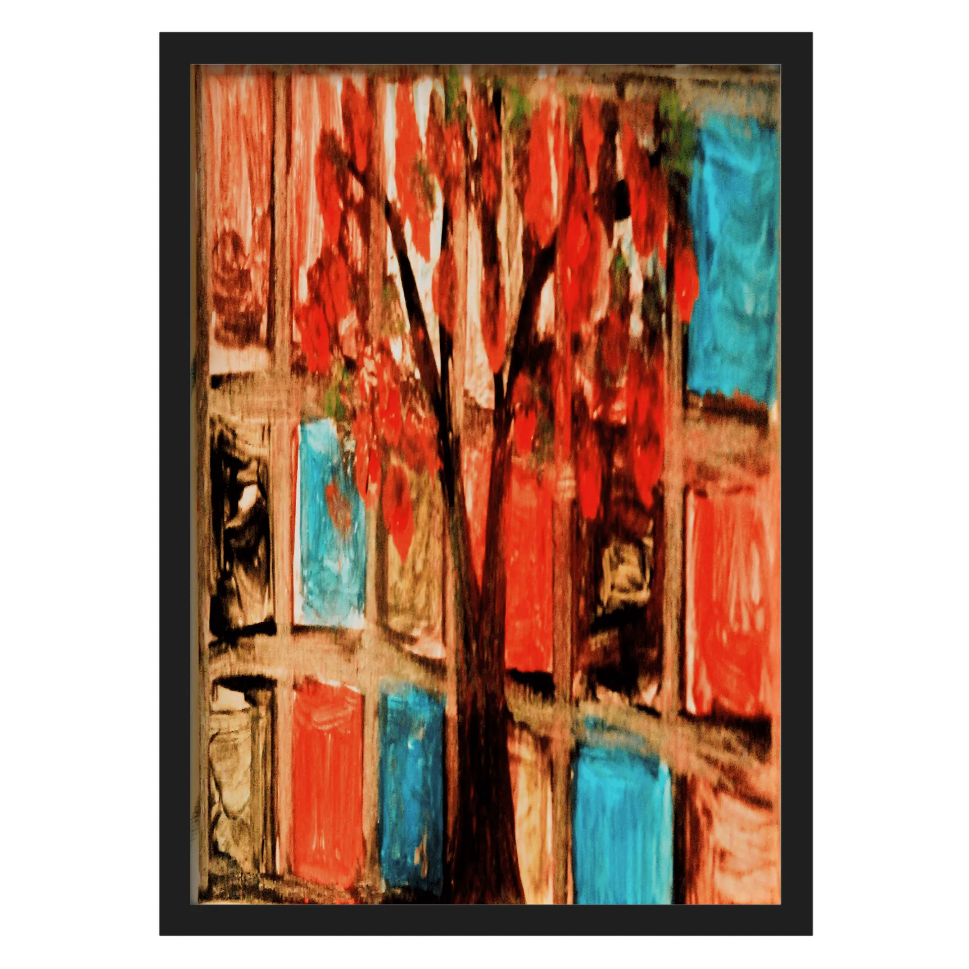 Quadro Estante de Livros Abstrata Colorida A3 - Imagem 1