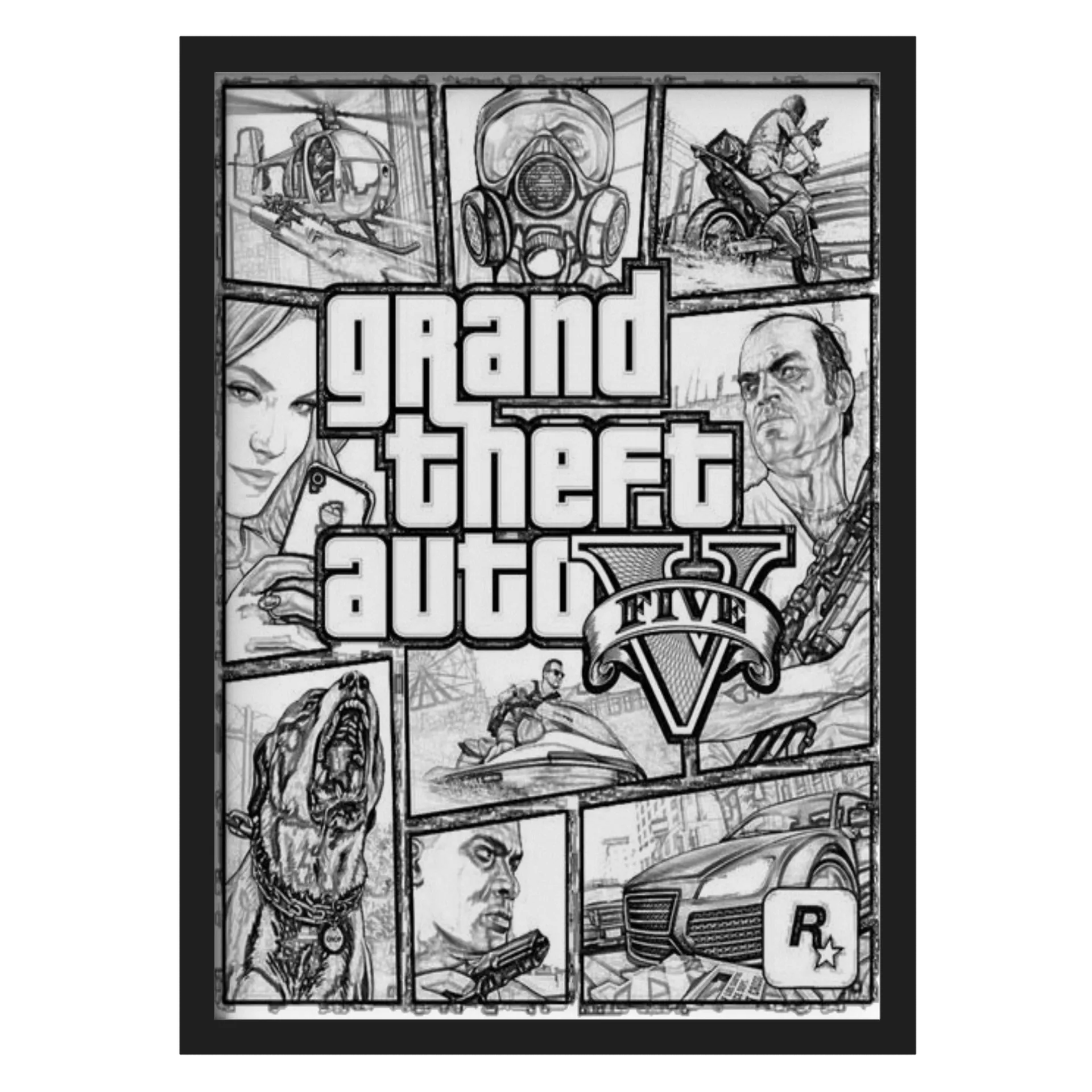 Quadro Grand Theft Auto V Estampa A3 MDF e Vidro - Imagem 1