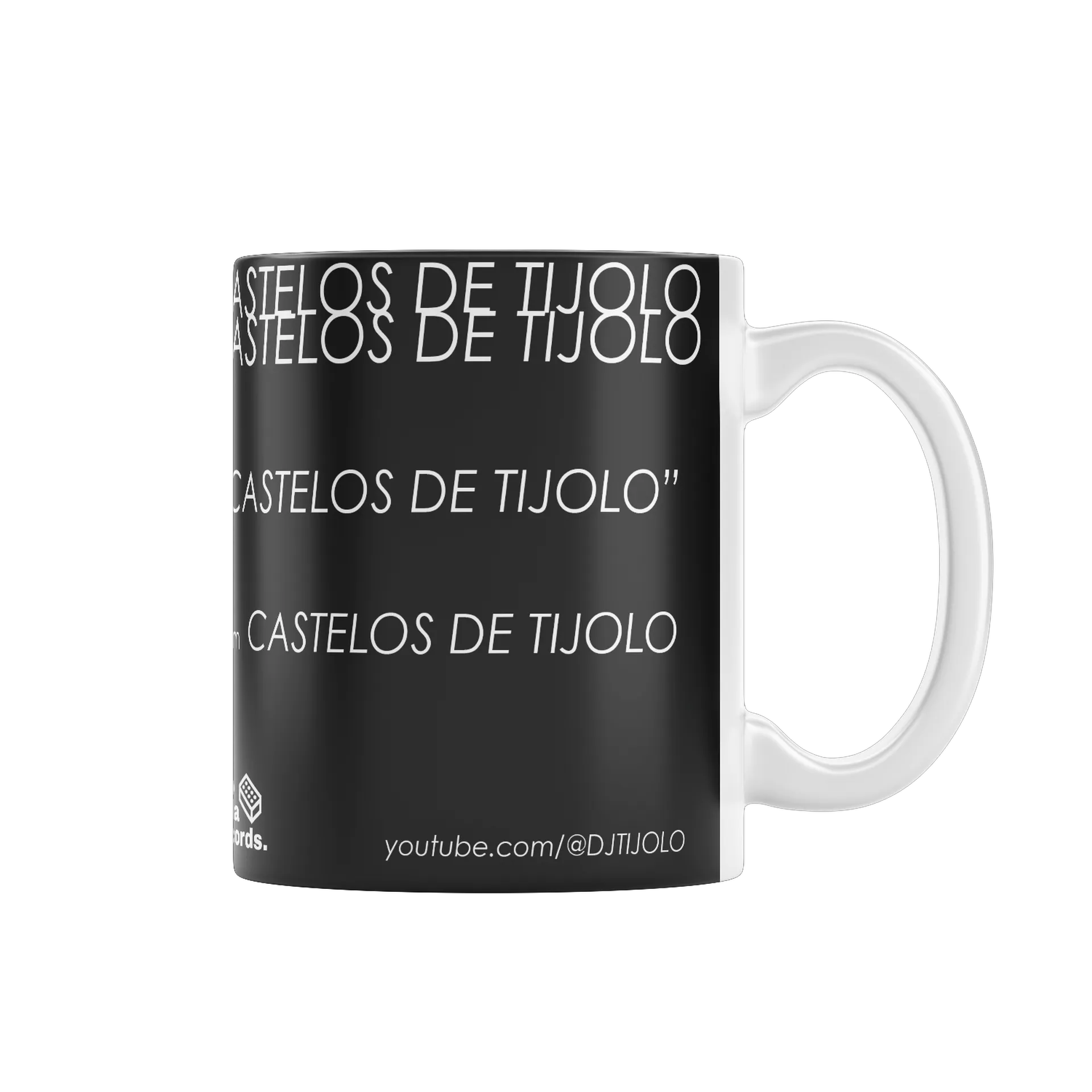 Caneca Castelos de Tijolo - Fundo Preto de DJ TIJOLO — imagem 3 de 4