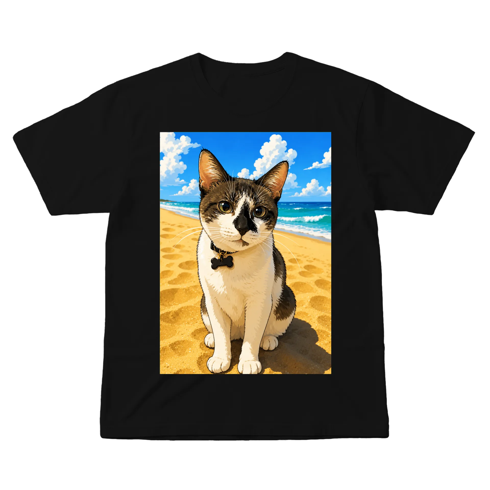 Camiseta gato na praia - Imagem 1