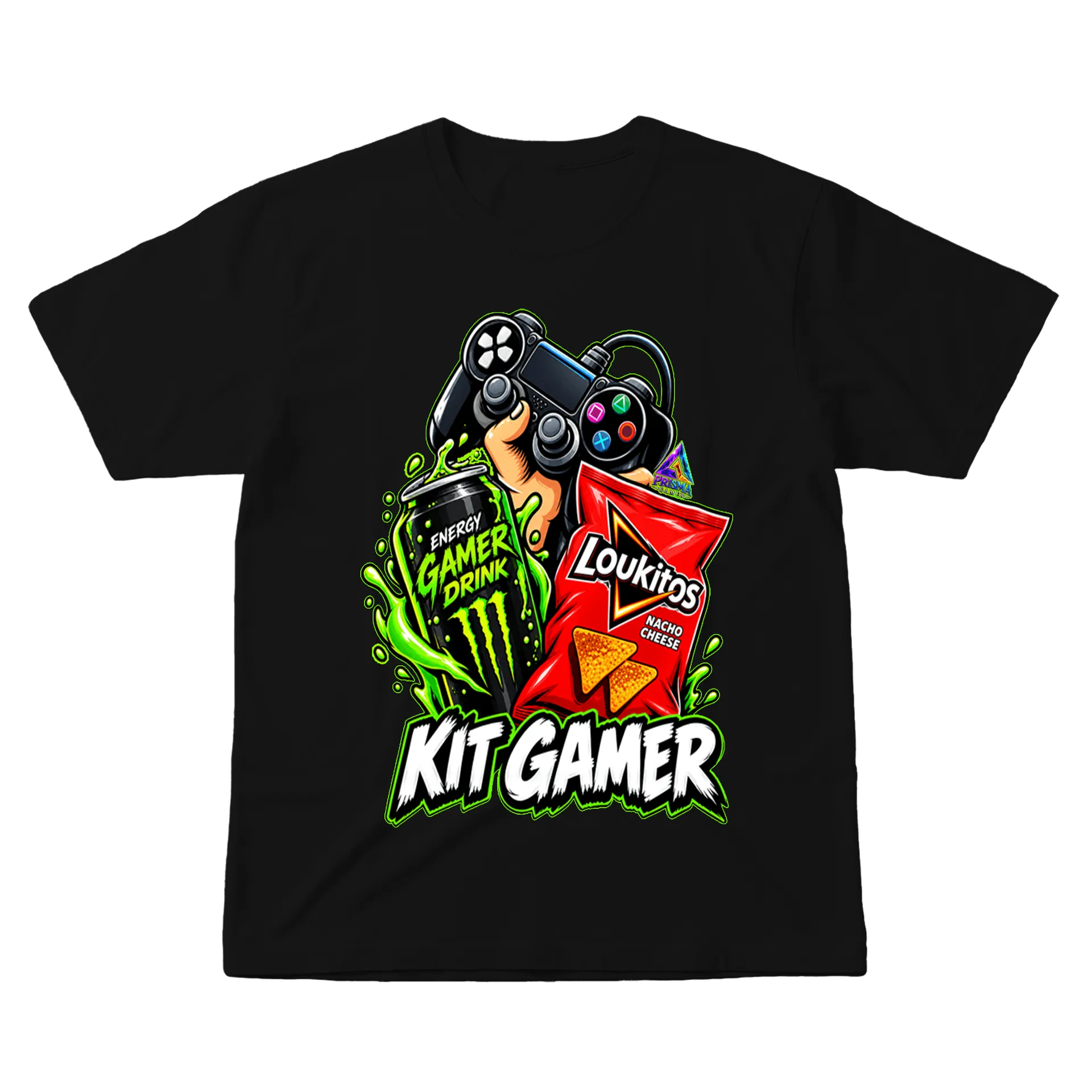 Camiseta KIT GAMER Tipografia Colorida 100% Algodão - Imagem 1