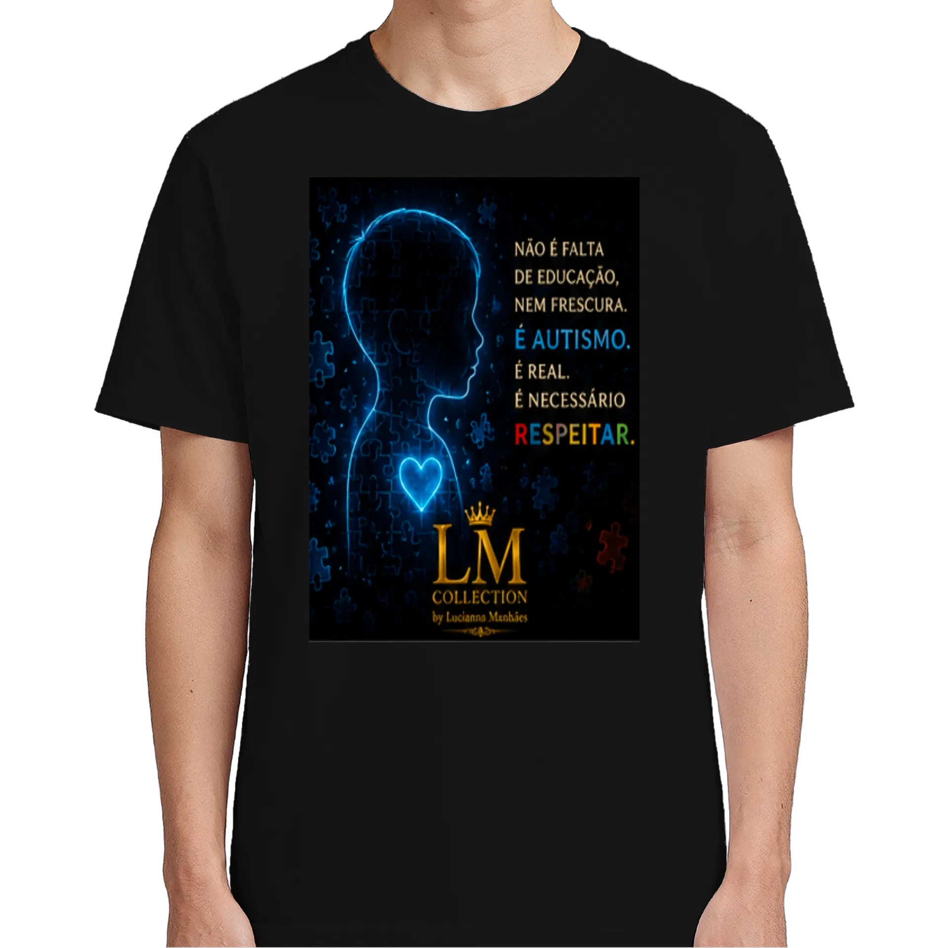Camiseta Estampa Autismo Azul 100% Algodão - Imagem 5