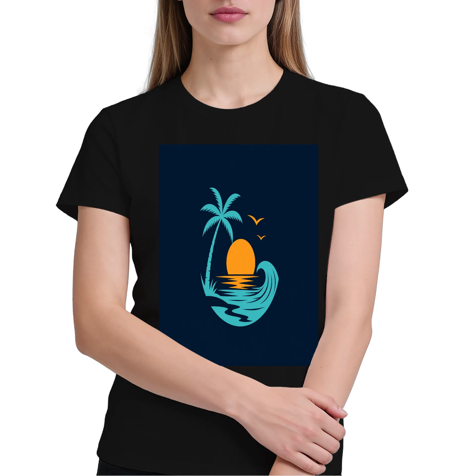 Camiseta Praia Pôr do Sol 100% Algodão - Imagem 4