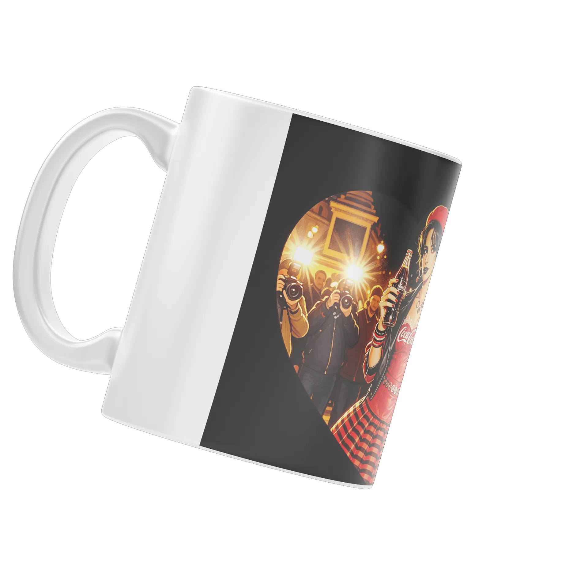 Caneca Porcelana Estampa Coca Cola Mulher Rock 325ml - Imagem 4