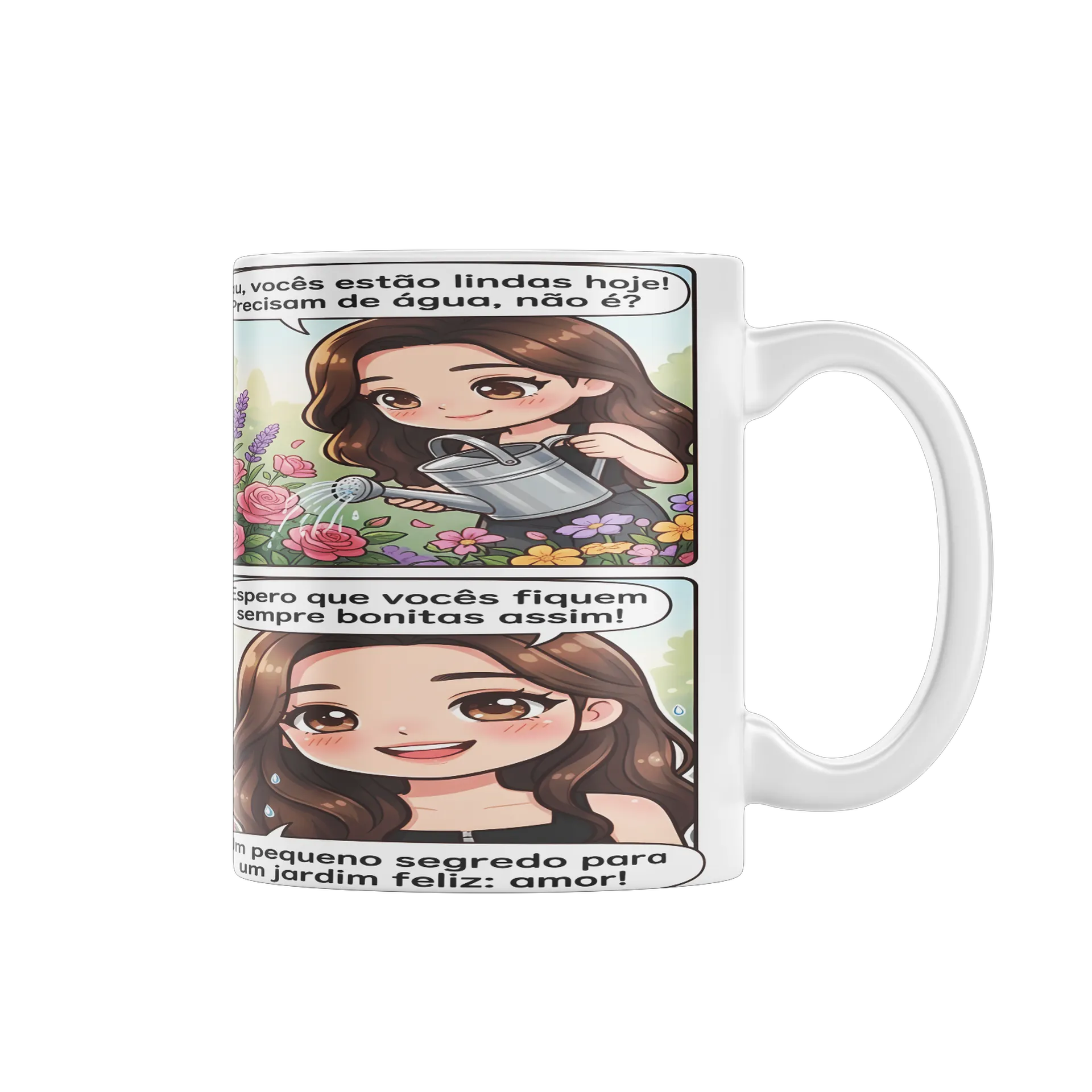 Caneca Porcelana Ilustração Jardim e Regador 325ml - Imagem 2