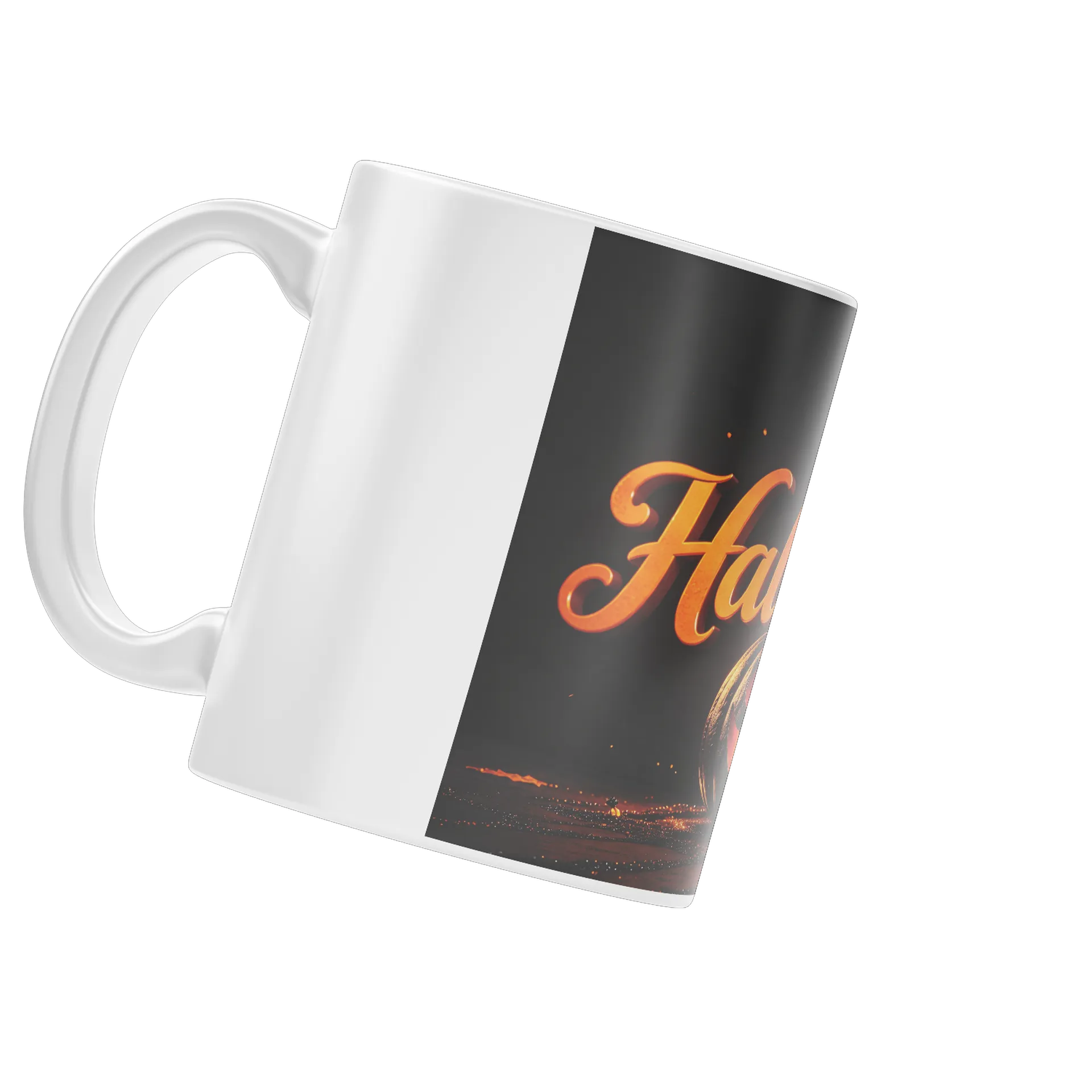 Caneca Abóbora de Halloween Tipográfica Preta e Laranja - Imagem 3