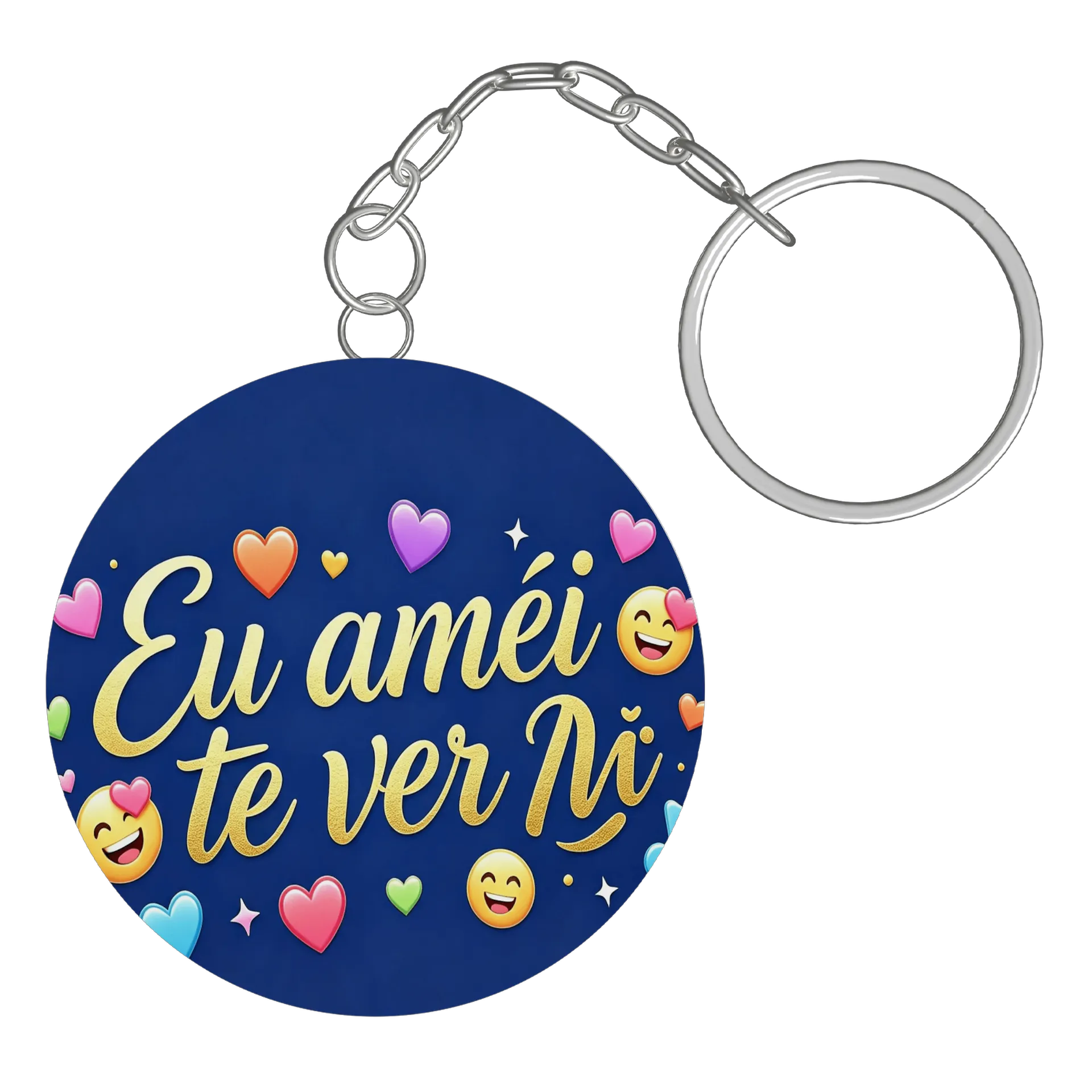 Chaveiro MDF Estampa Emoji Corações Amarelos Neon - Imagem 3