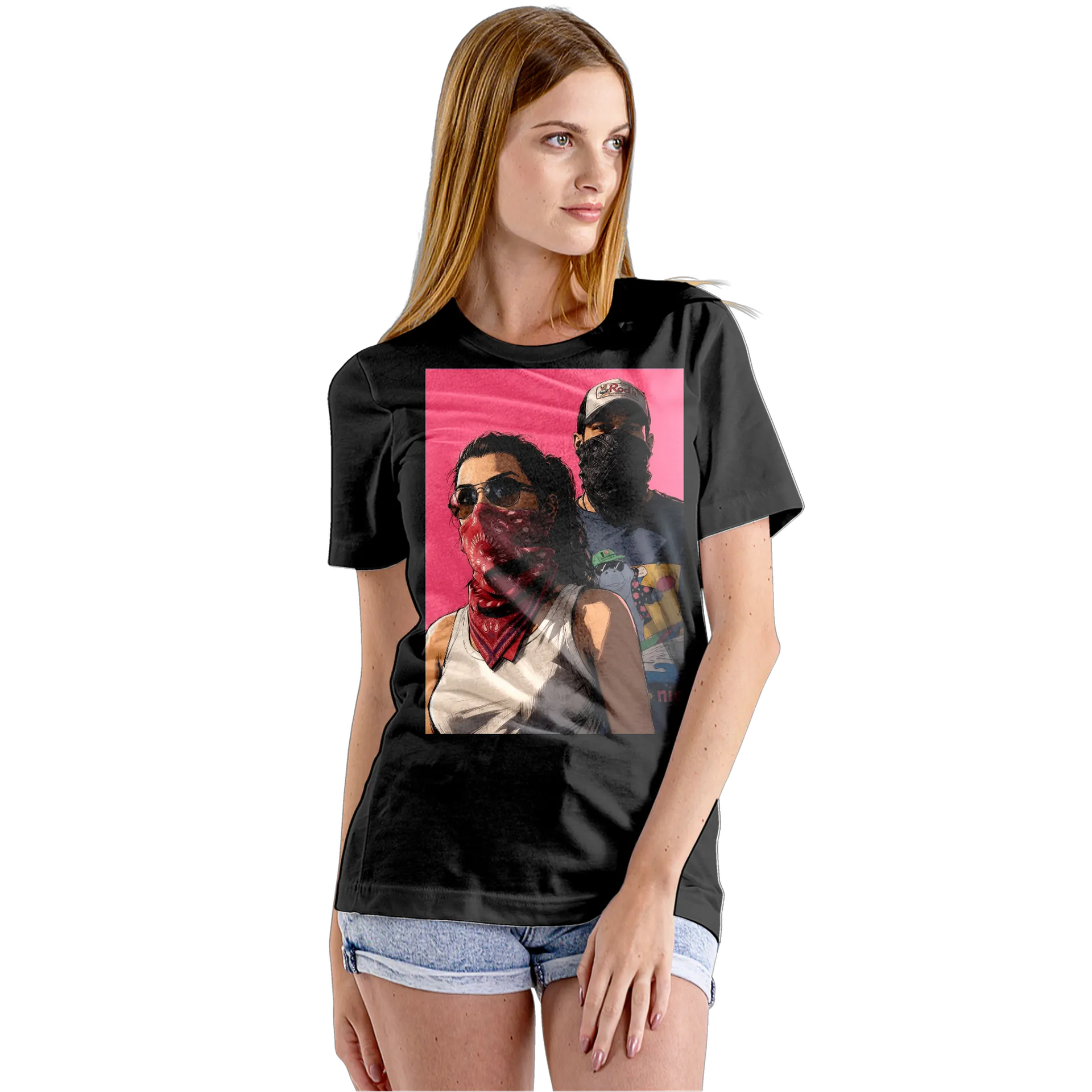 Camiseta Babylook Dupla com Bandanas em Estilo Ilustrado - Imagem 5