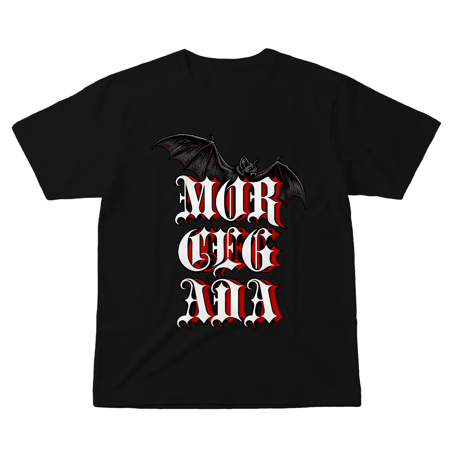 Camiseta Morcegada Gótico Morcego Estampa Tipográfica 100% - Imagem 1