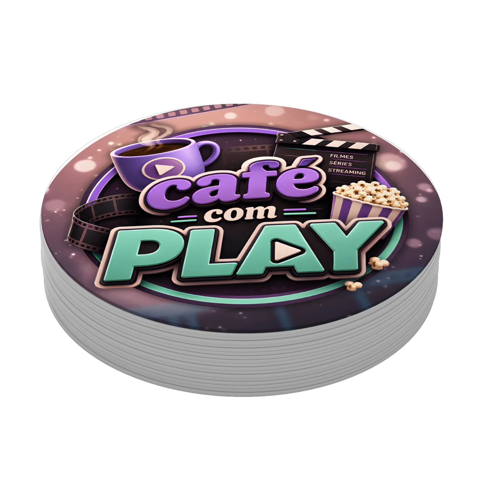 Porta-copo Café com Play Filmes e Séries MDF de Binho — imagem 3 de 3