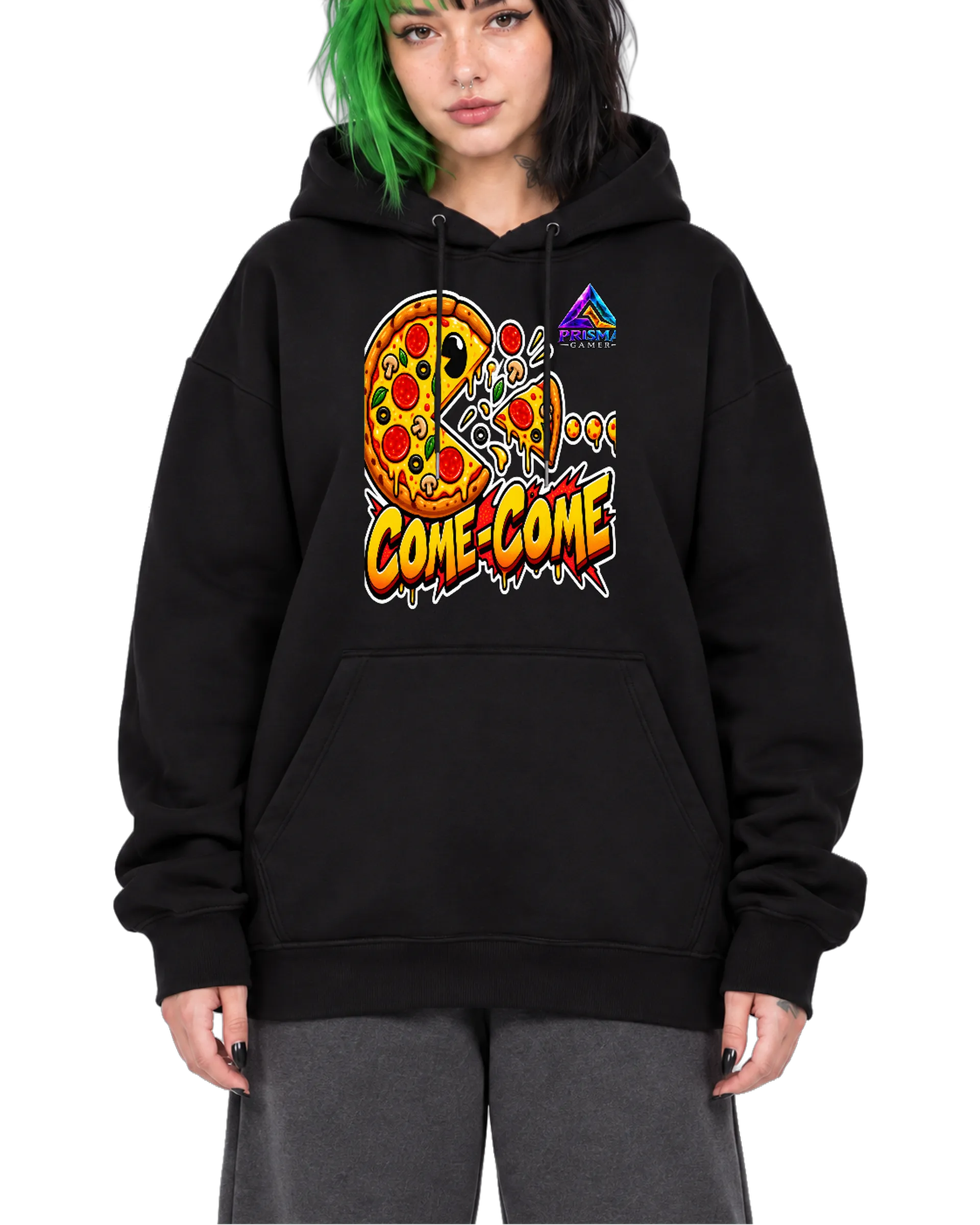 Blusa Moletom Pizza Cartunesca COME-COME Gamer Canguru - Imagem 1