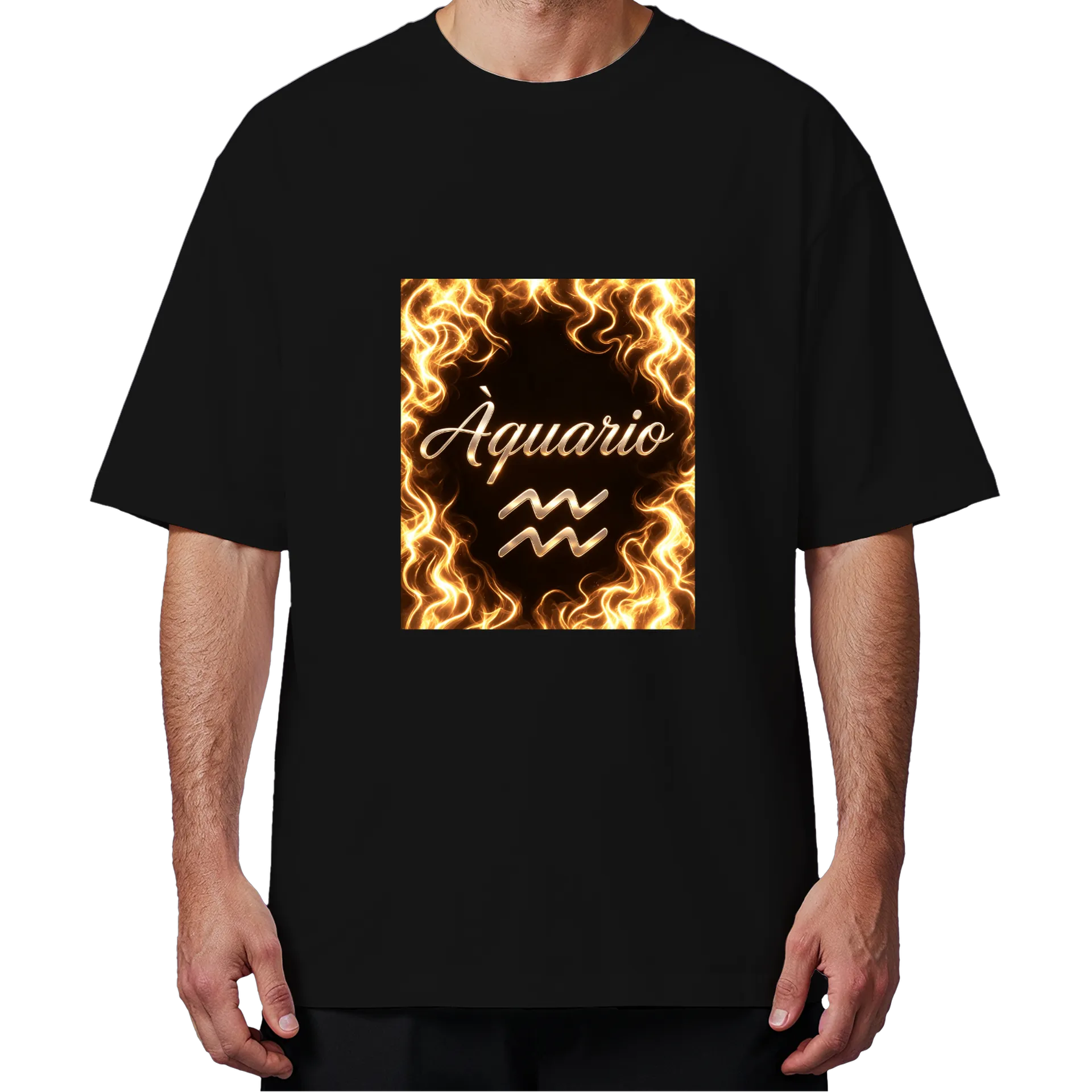 Camiseta Oversized Aquário Estampa Luminosa Black - Imagem 4