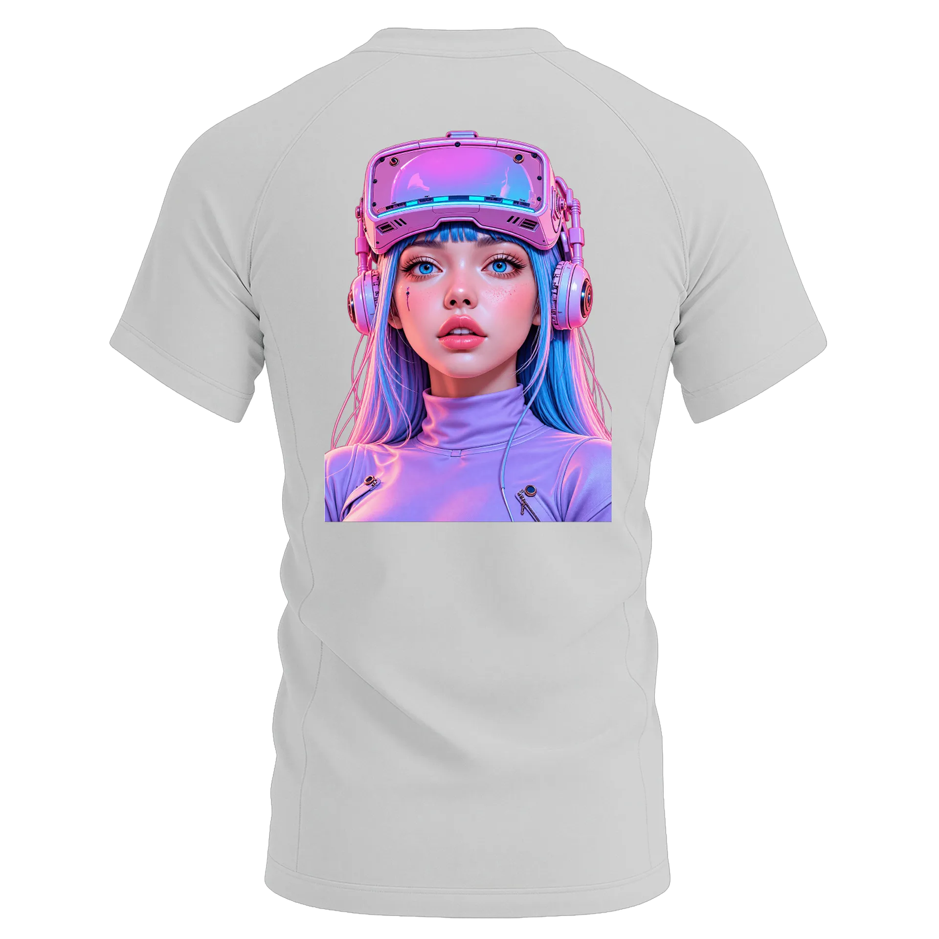Camiseta Dry Fit Retrato Futurista de Mulher Cyberpunk - Imagem 2