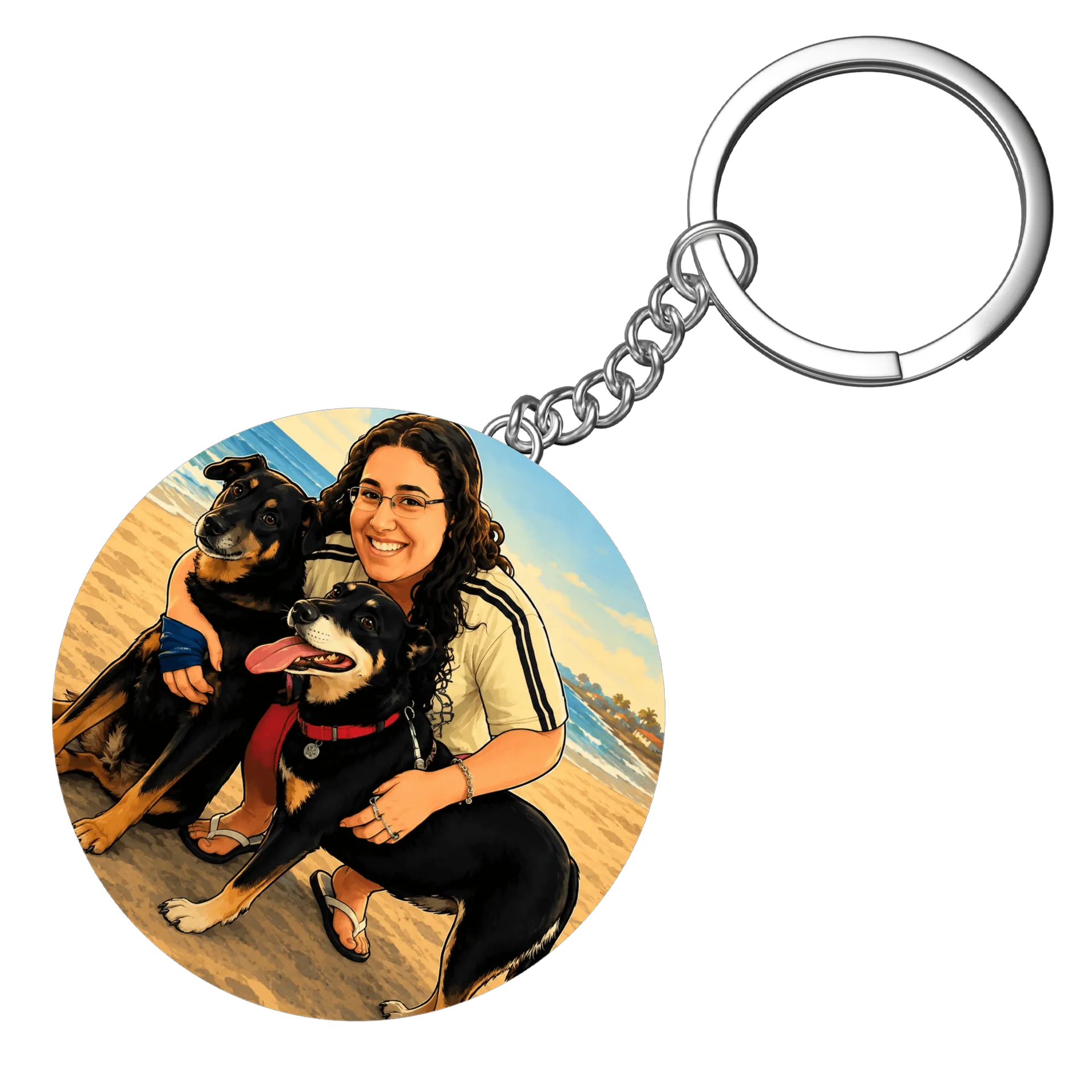 Chaveiro MDF Personalizado Cães Praia 5x5cm - Imagem 4