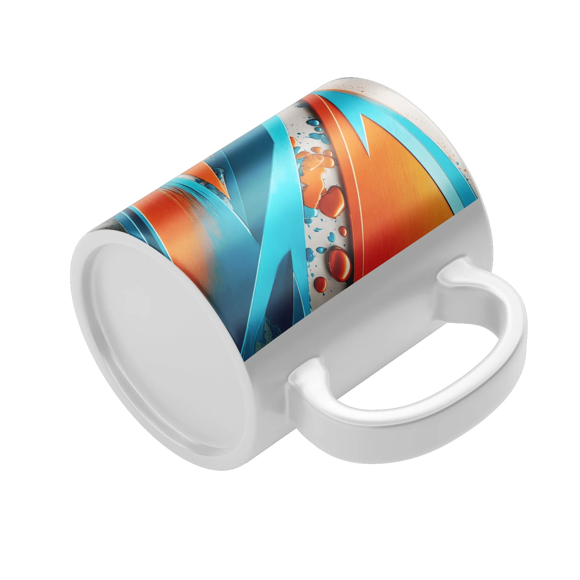 Caneca Abstrata Geométrica Laranja e Azul 325ml - Imagem 4