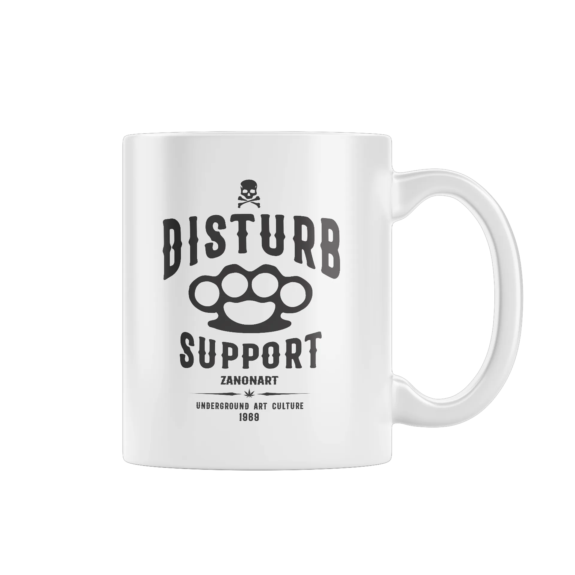 Caneca Porcelana Estampa Disturb Support Branco - Imagem 1