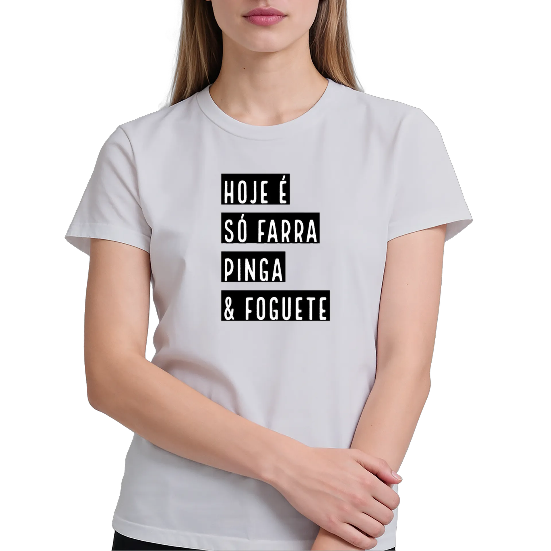 Camiseta Estampa Tipográfica Hoje É Só Farra 100% Algodão - Imagem 4