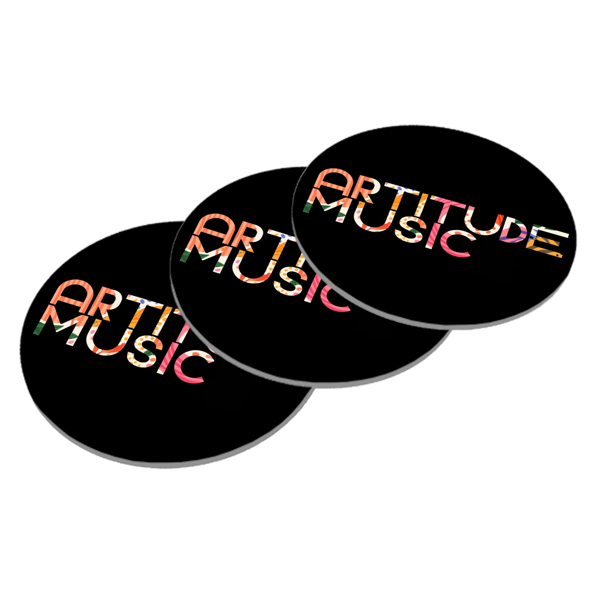Porta-copo Estampa Tipográfica Artitude Music MDF - Imagem 2