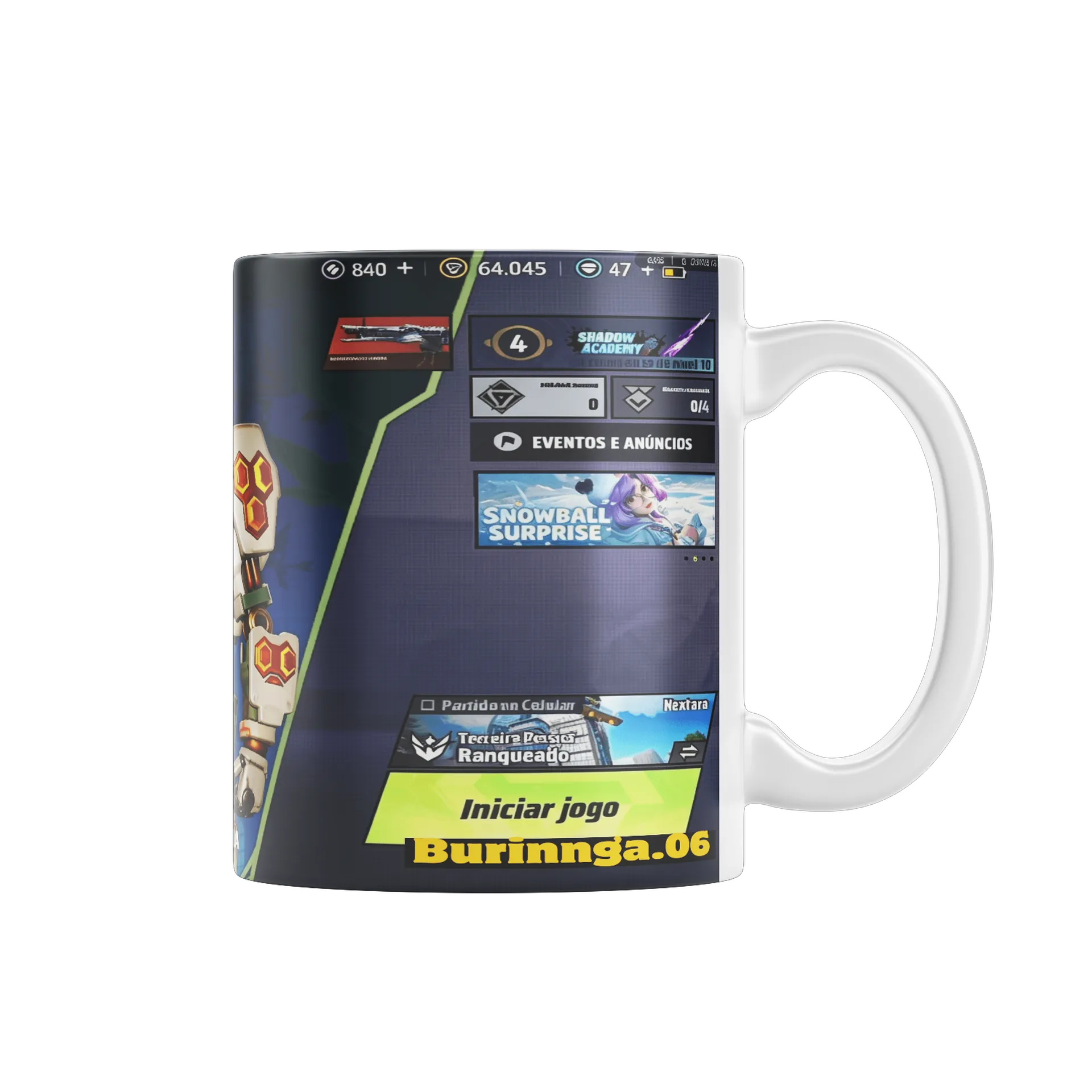 Caneca Porcelana Robô Estilo Futurista 325ml - Imagem 1