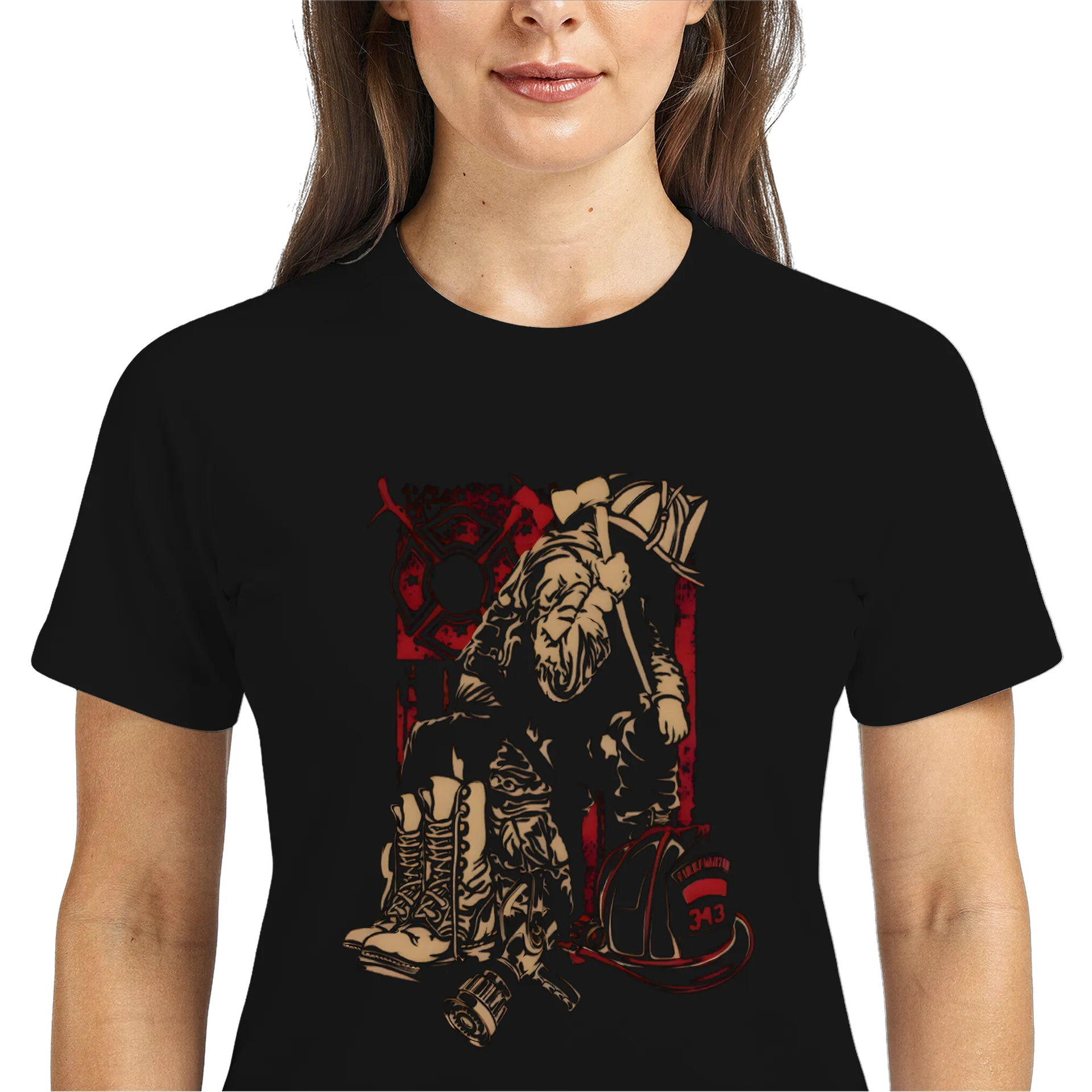 Camiseta Dry Fit Guerreiro Medieval Ilustração Vermelha e - Imagem 3