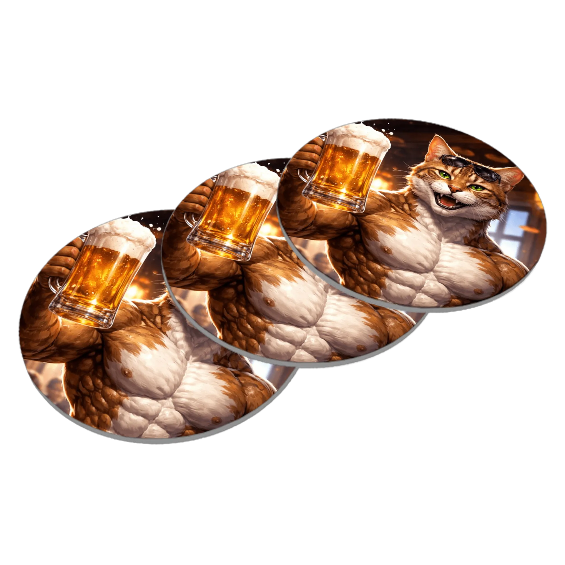Porta-copo Gato Musculoso com Cerveja MDF de MARCUSVINICIUSVARGAS — imagem 2 de 3