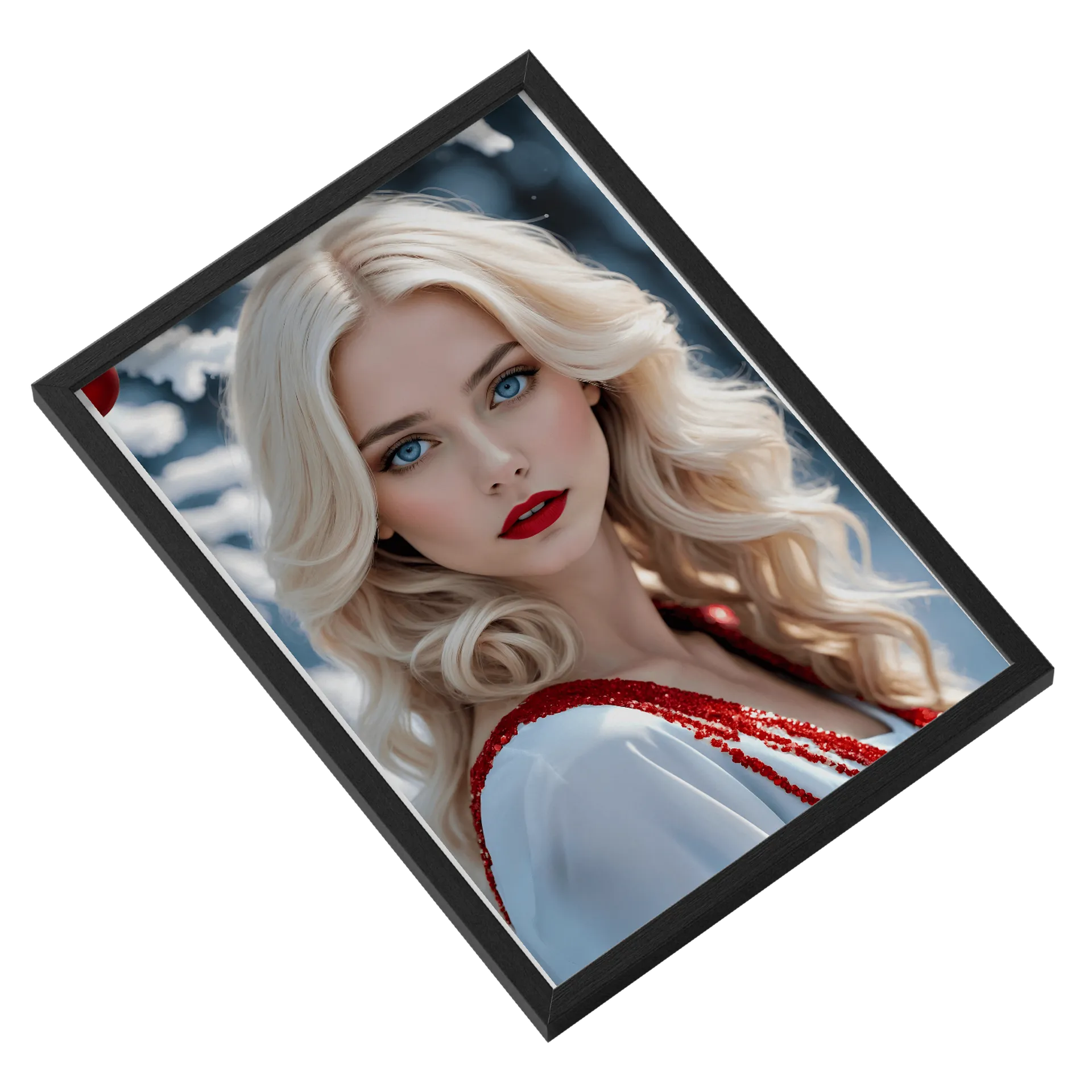 Quadro Retrato Realista Mulher Cabelos Loiros A3 com Vidro - Imagem 2