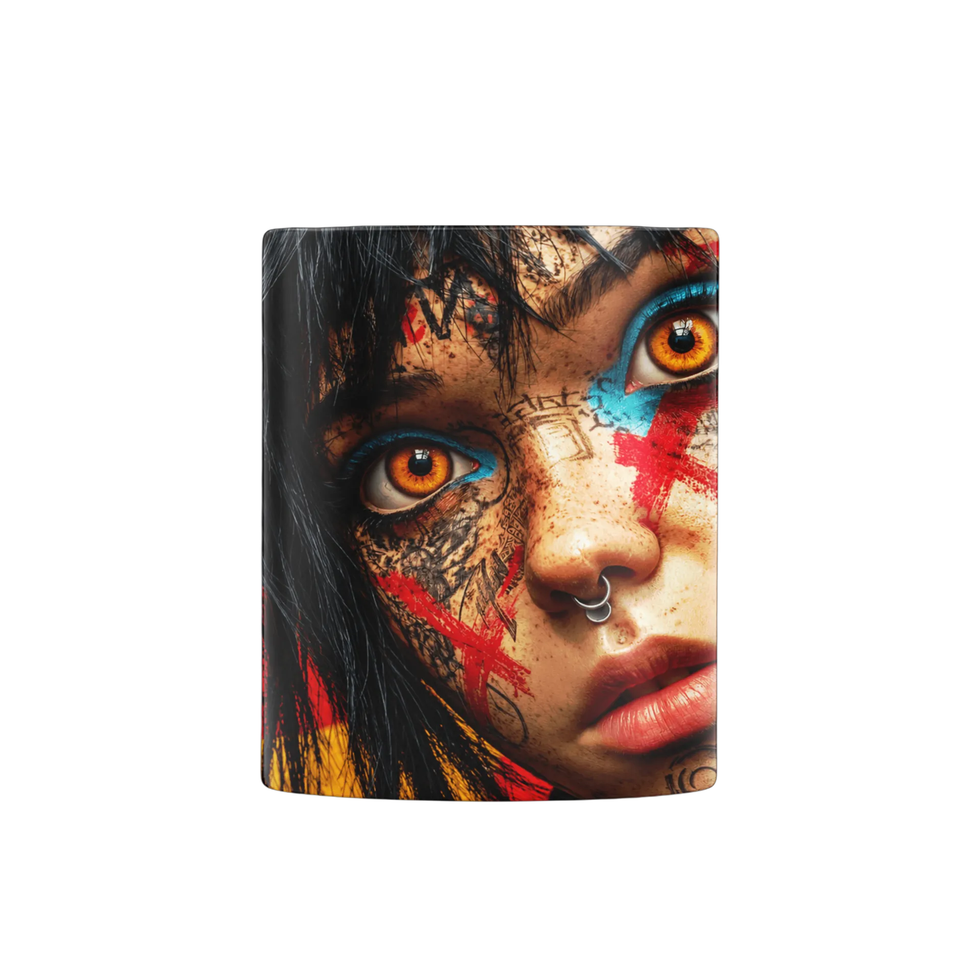 Caneca Retrato Realista Mulher Olhos Âmbar Cerâmica 325ml - Imagem 2
