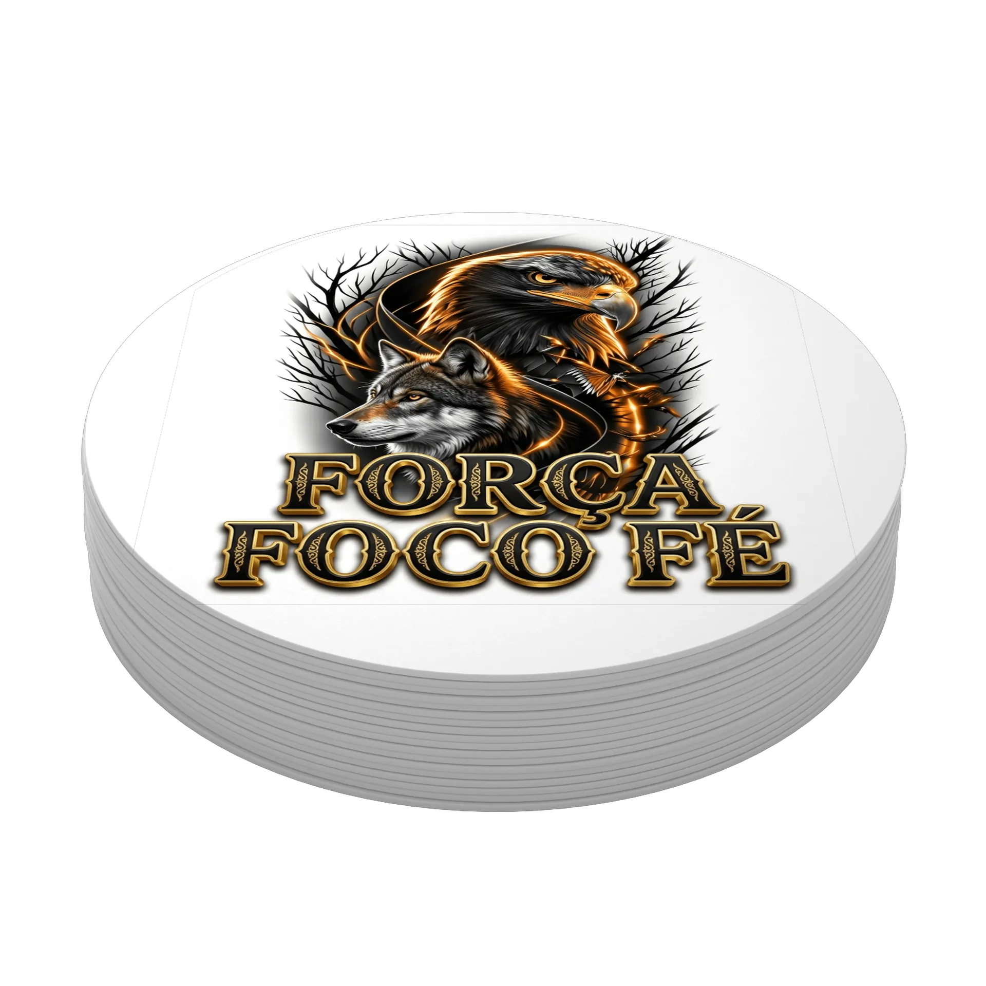 Porta-copo MDF Força Fogo Fé Estampa Gótica de Lopes Estampas Clássicas  — imagem 3 de 3